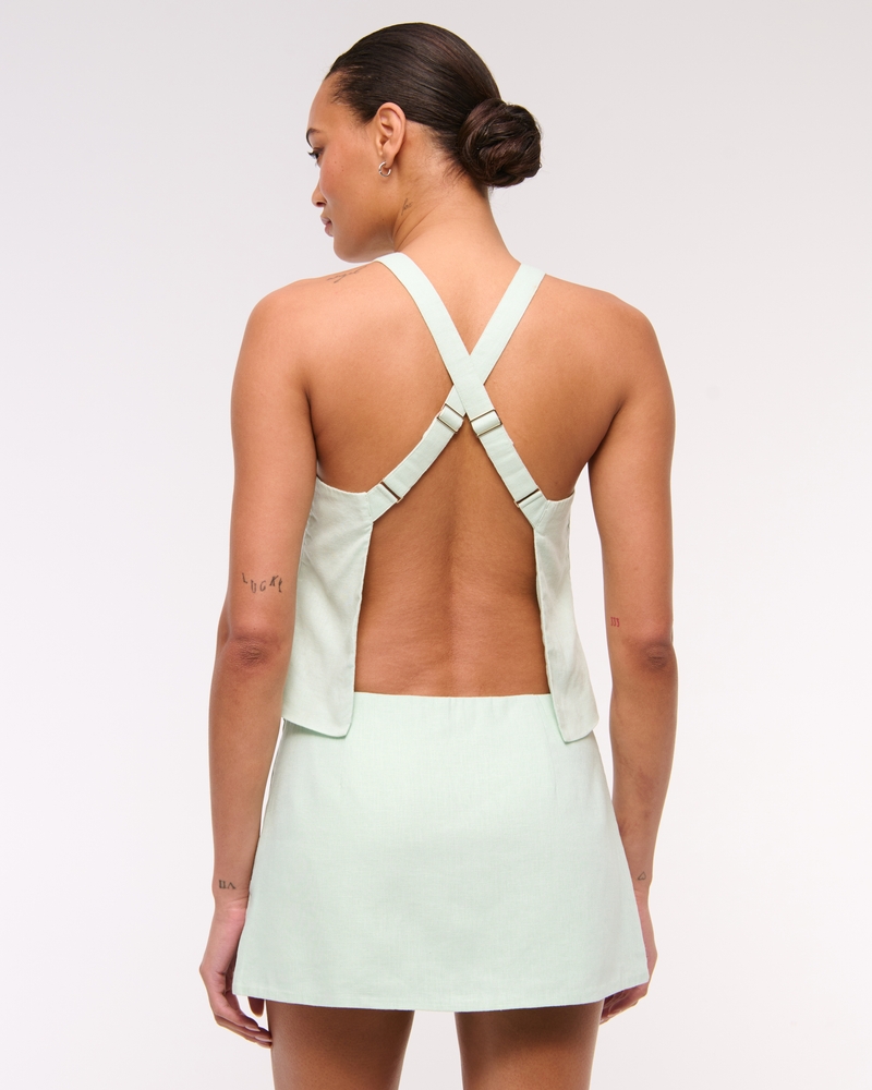 Mid Rise Tailored Micro Wrap Mini Skort