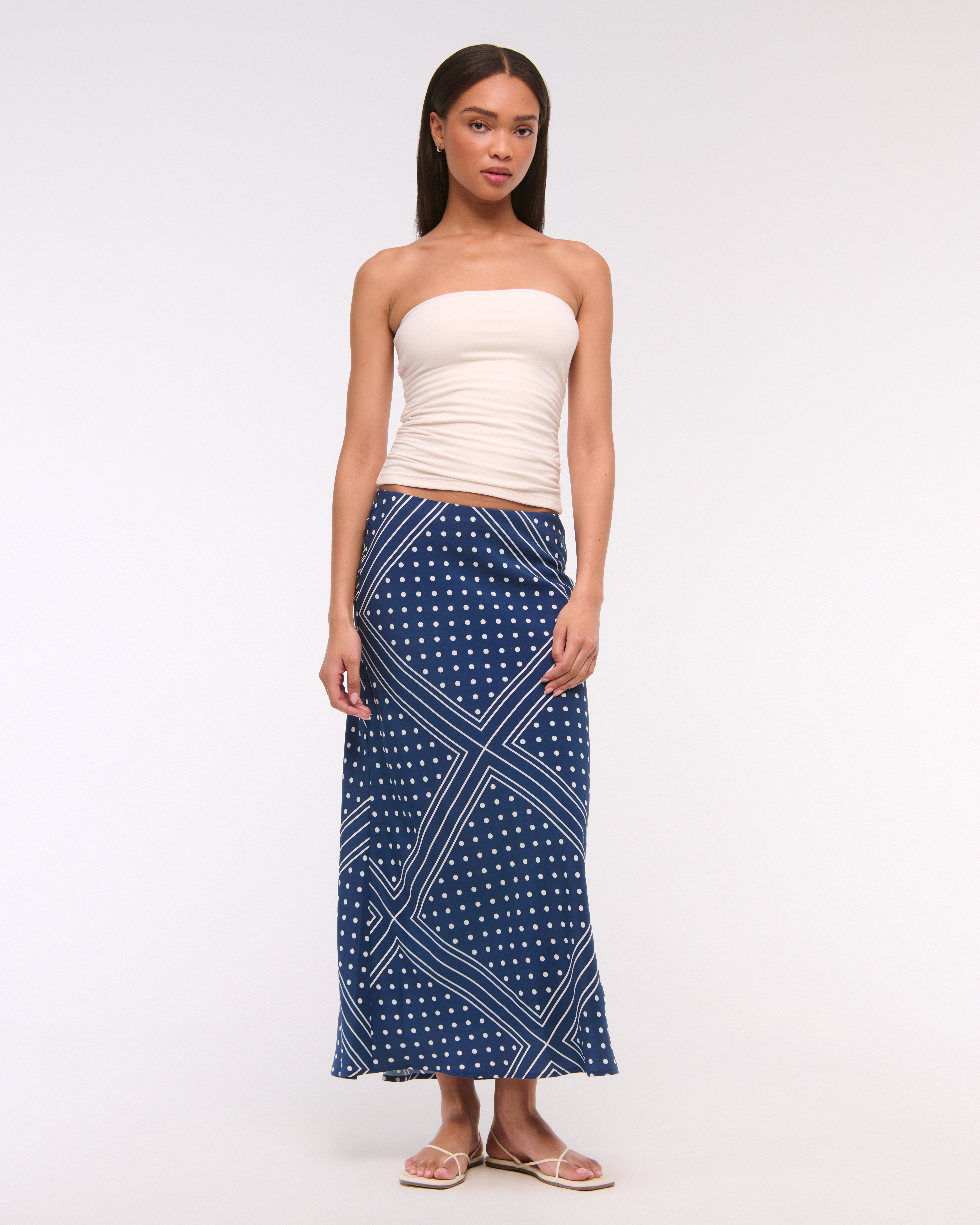 Abercrombie & Fitch Mid Rise Maxi Skirt In Blue