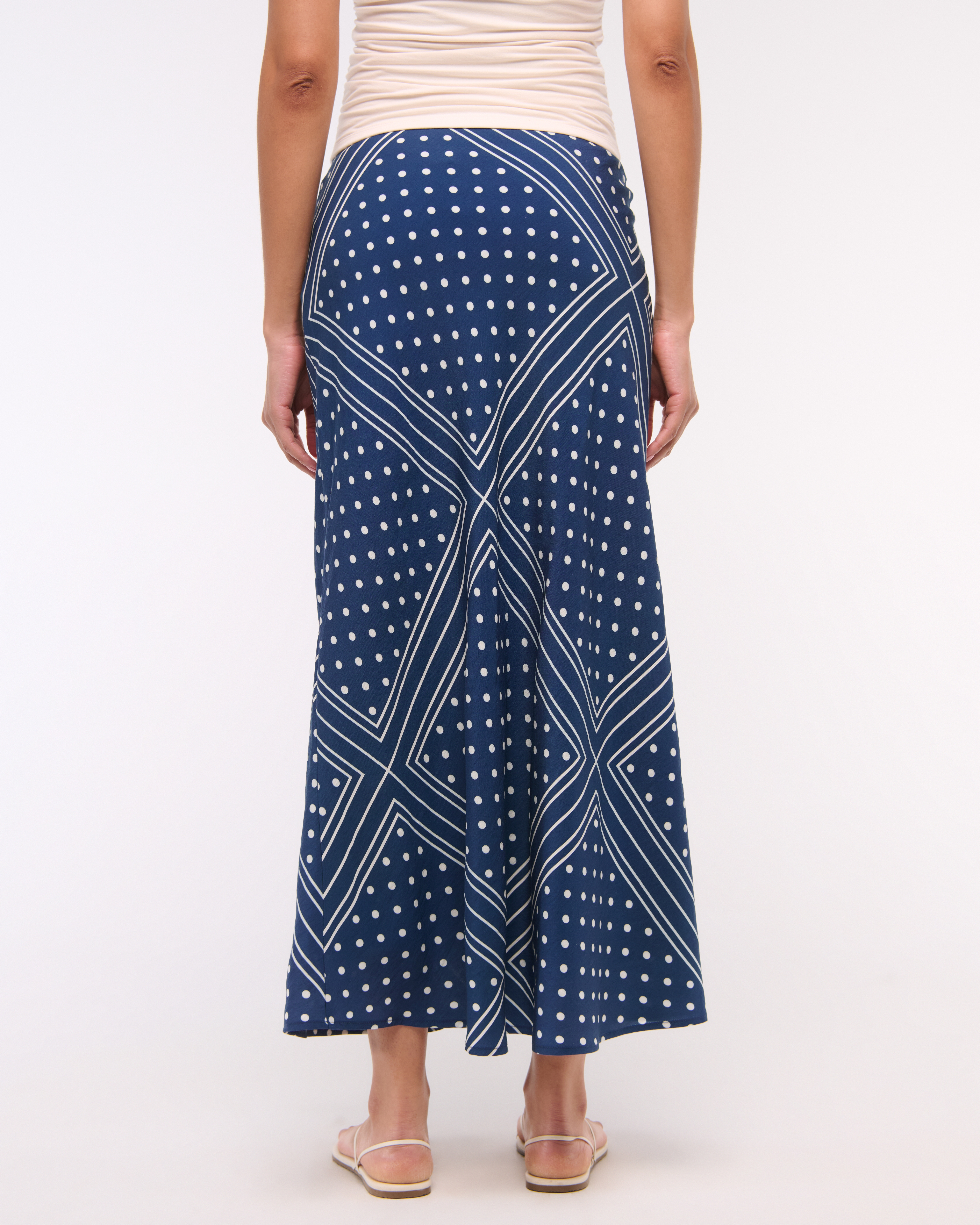Abercrombie & Fitch Mid Rise Maxi Skirt In Blue