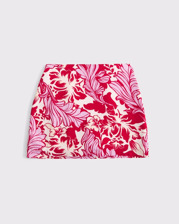 The A&F Scarlett Linen-Blend Mini Skort, Red Floral view 1