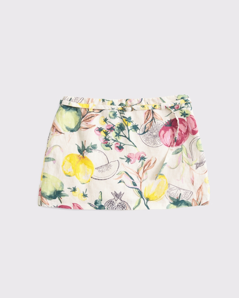 Mid Rise Premium Linen Belted Mini Skort