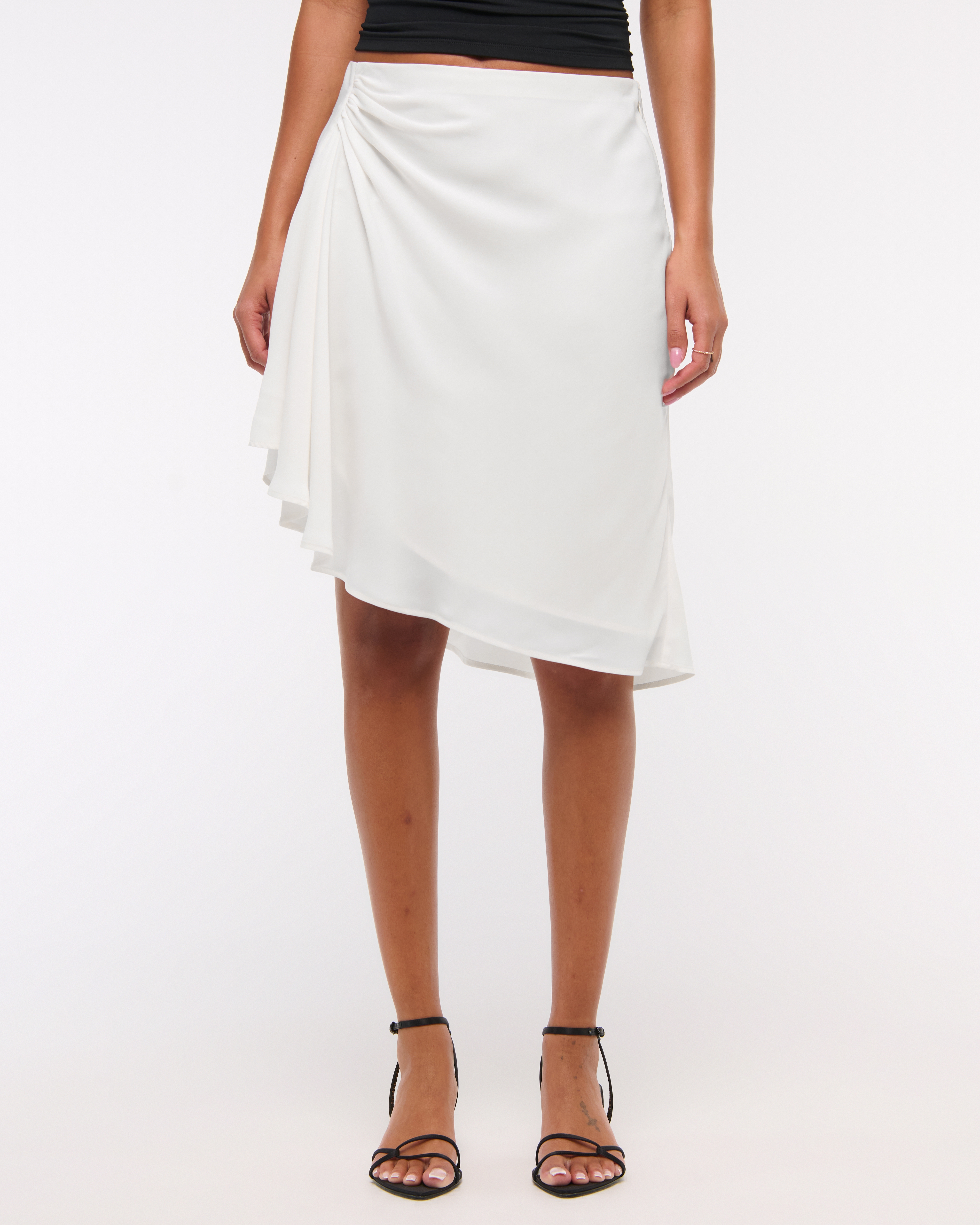 Abercrombie & Fitch Low Rise Asymmetrical Hem Mini Skirt In White