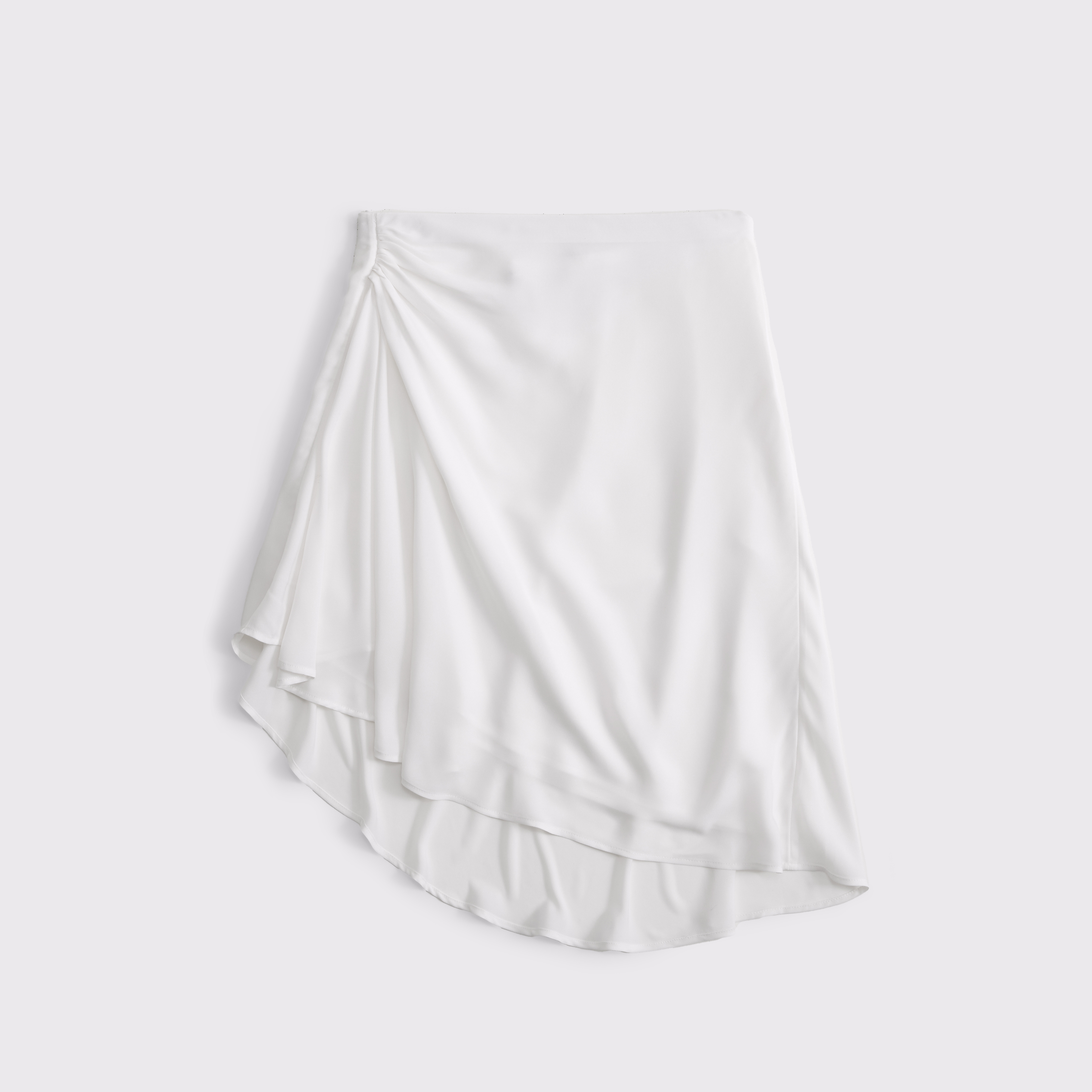 Abercrombie & Fitch Low Rise Asymmetrical Hem Mini Skirt In White