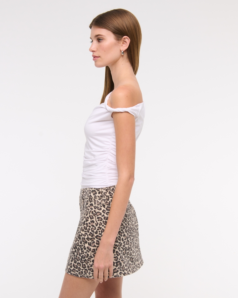Mid Rise Denim Mini Skirt