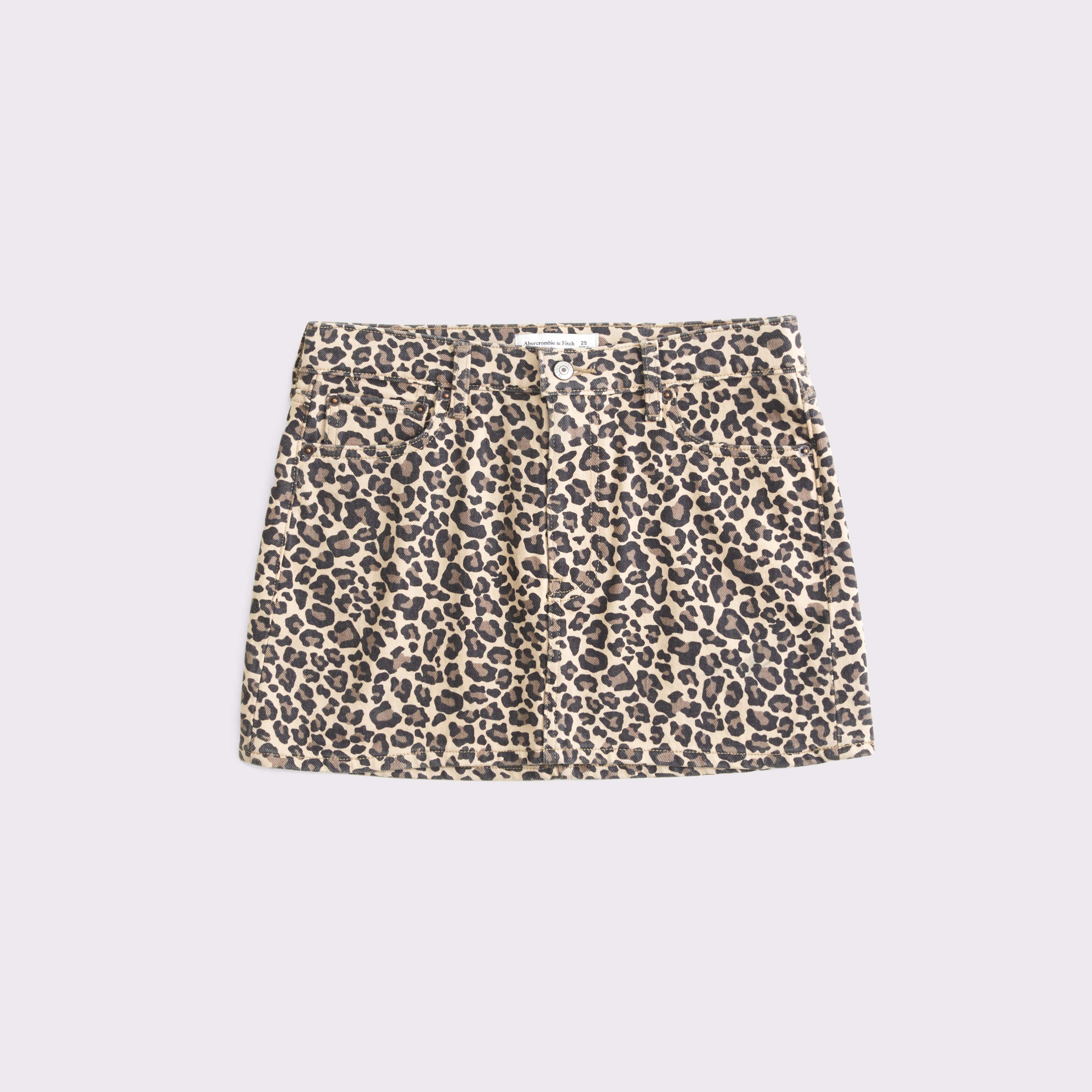 Abercrombie & Fitch Mid Rise Denim Mini Skirt In Animal Print