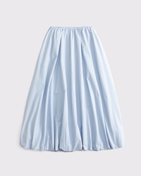 Mid Rise Bubble Hem Maxi Skirt
