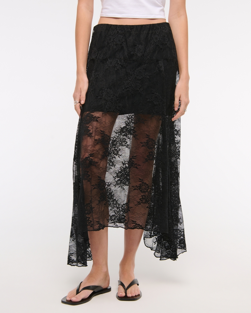 Lace Godet Maxi Skirt