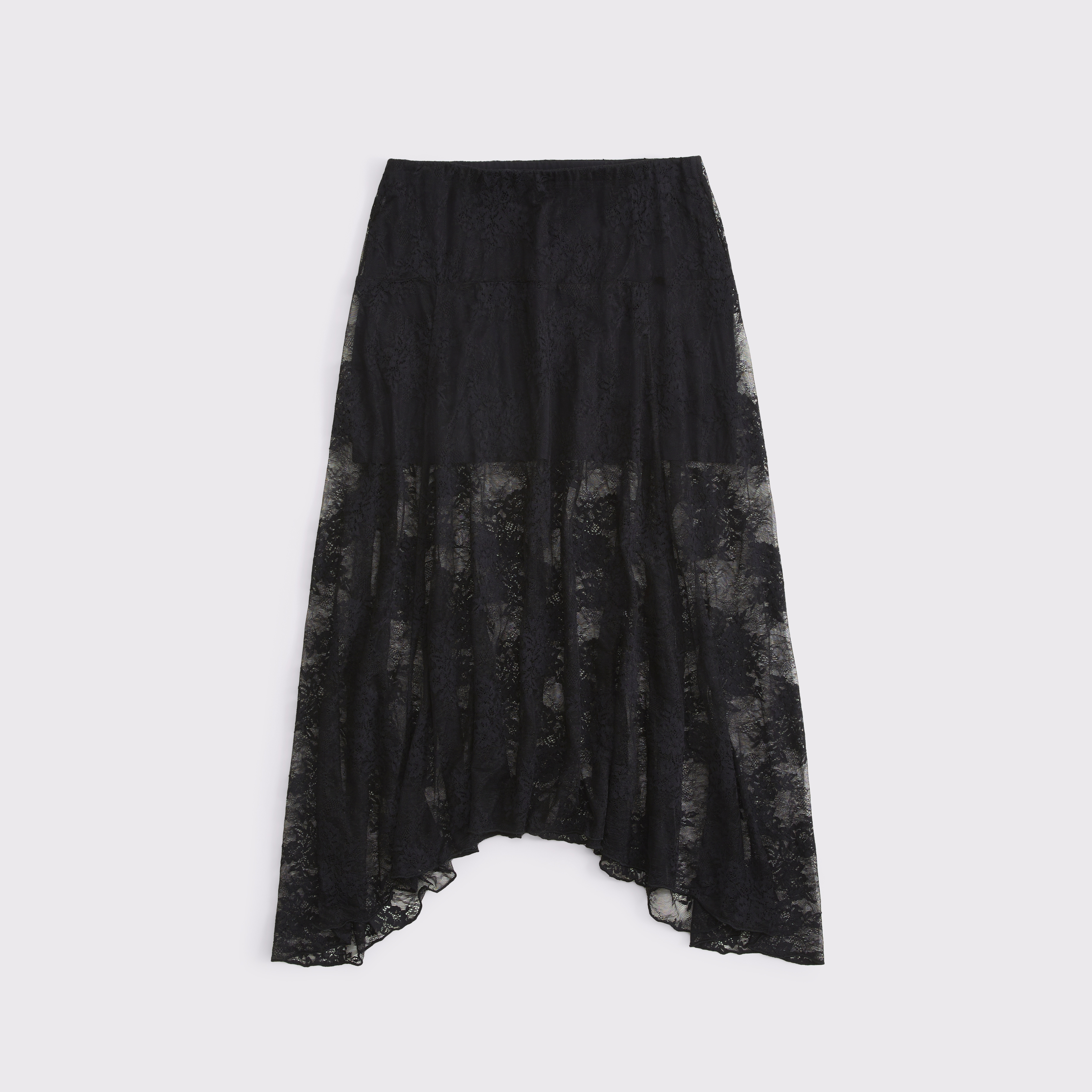 Женская юбка Abercrombie & Fitch Lace Godet Maxi, цвет: Чёрный — фото 1
