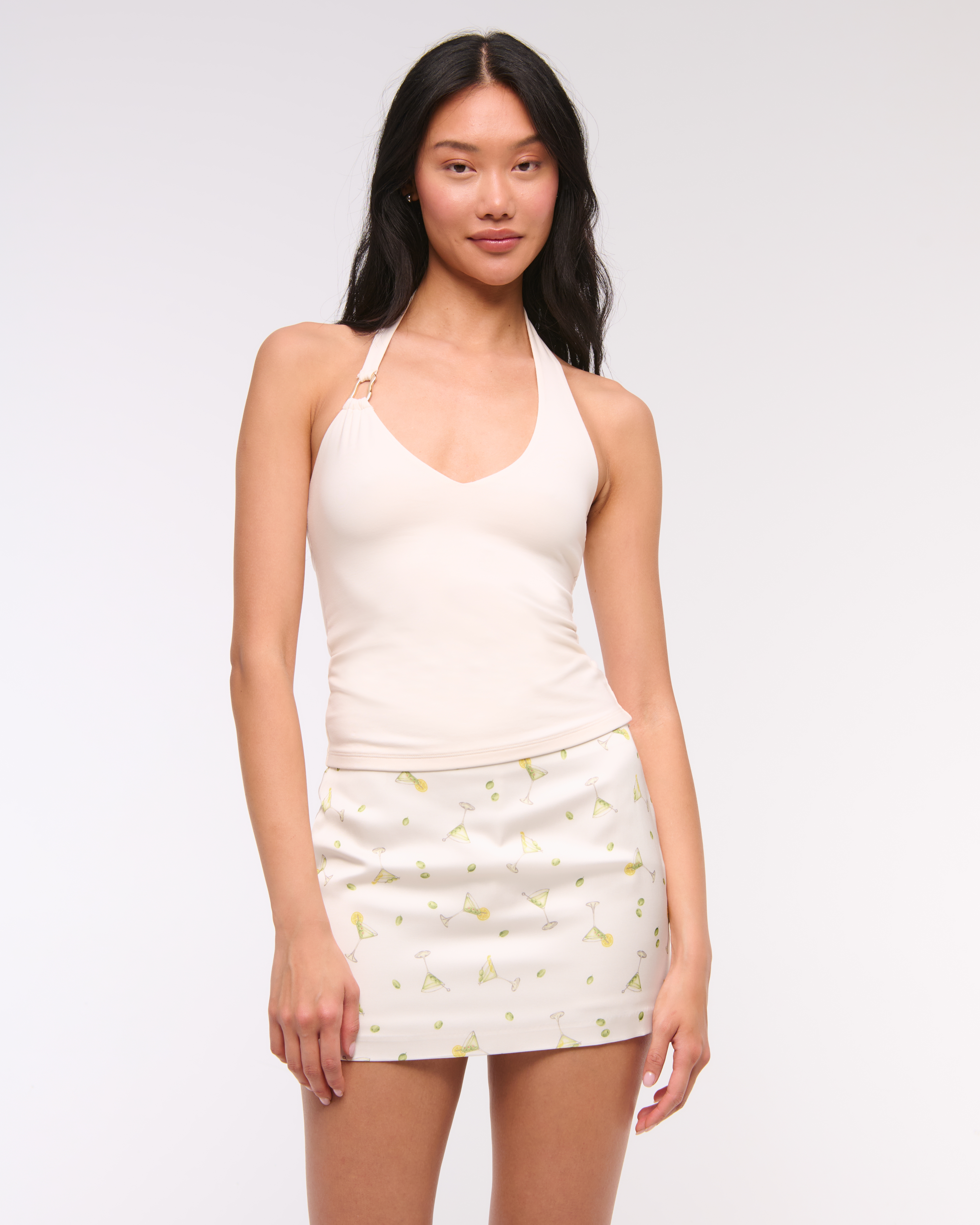 Abercrombie & Fitch The A&f Scarlett Mid Rise Satin Mini Skort In White
