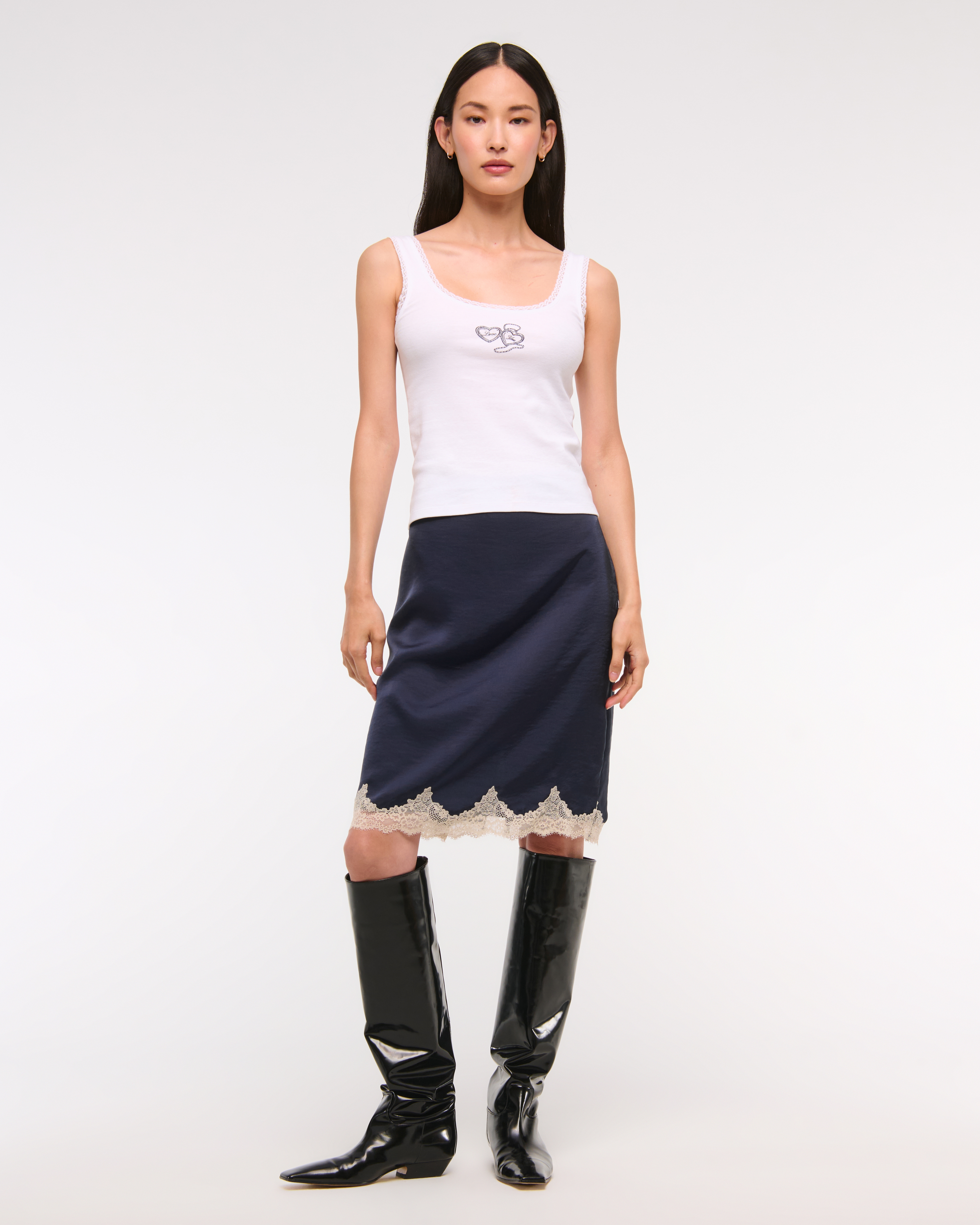 [LOW CLASSIC] / ☆ 25SS LACE MIDI SKIRT / BLUE NAVY niko and Light Chino Cocoon Midi Skirt Women's L Navy 100