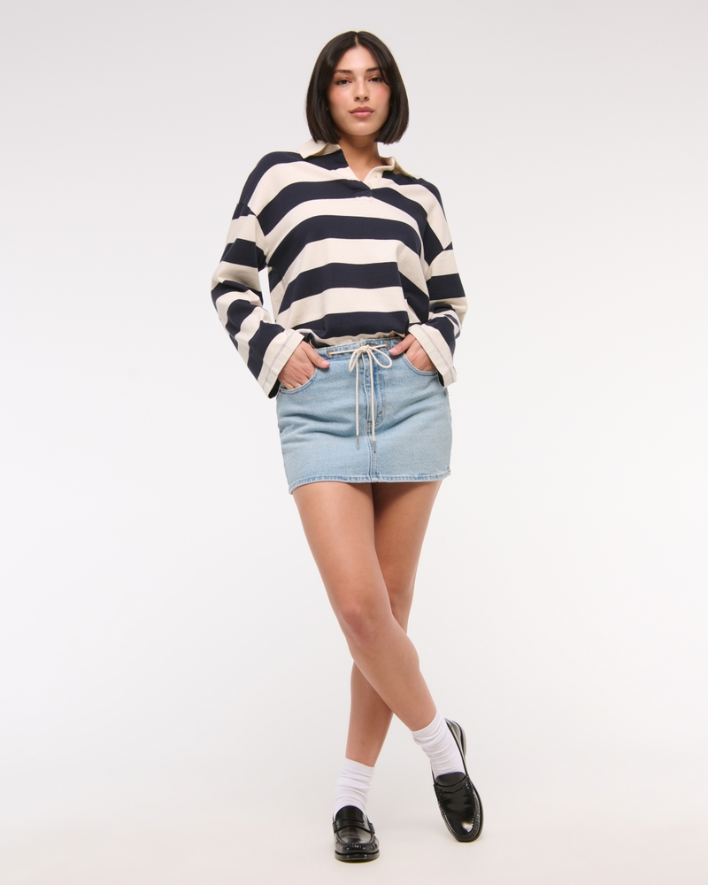 Mid Rise Denim Mini Skirt