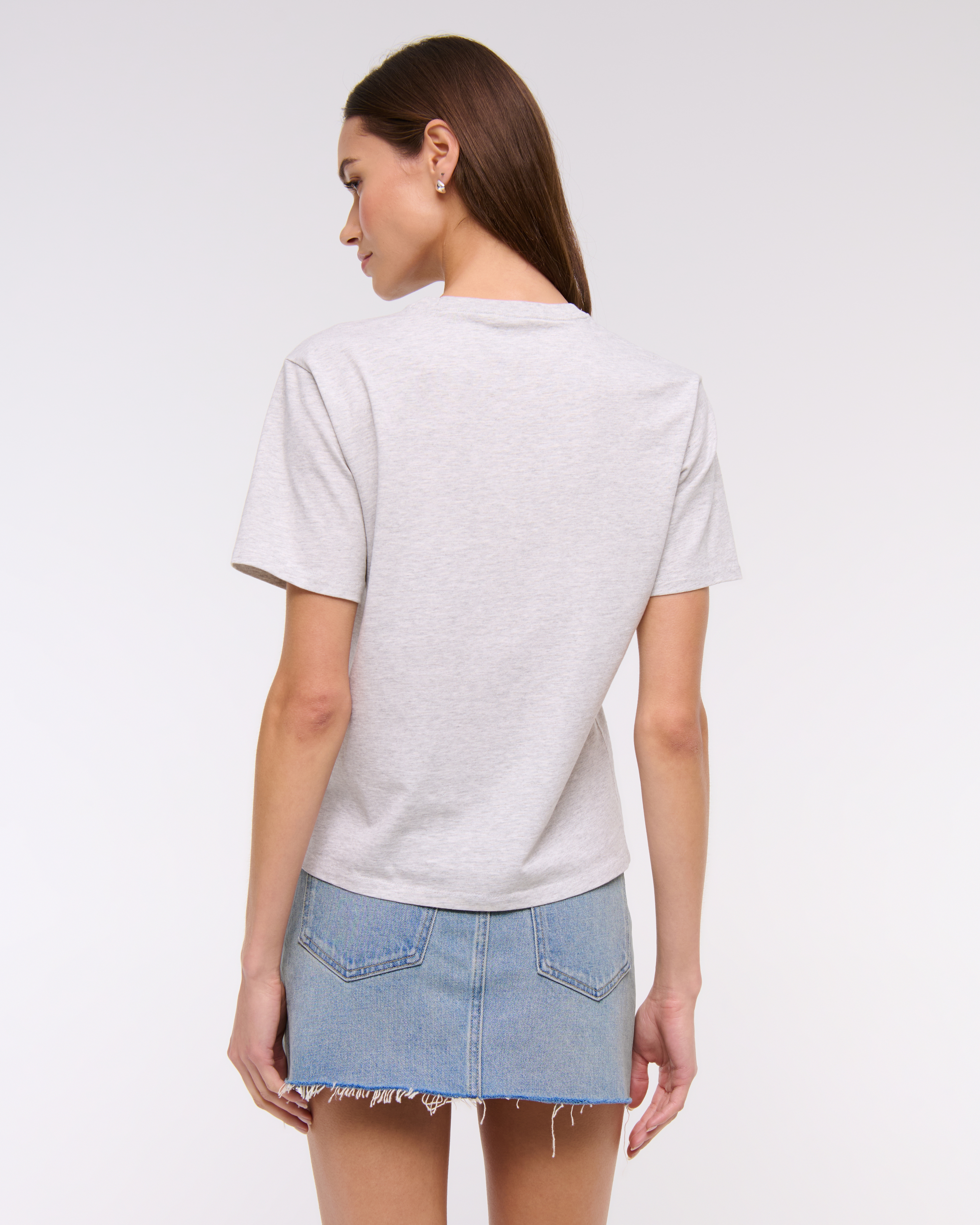 Abercrombie & Fitch Mid Rise Denim Mini Skirt In White