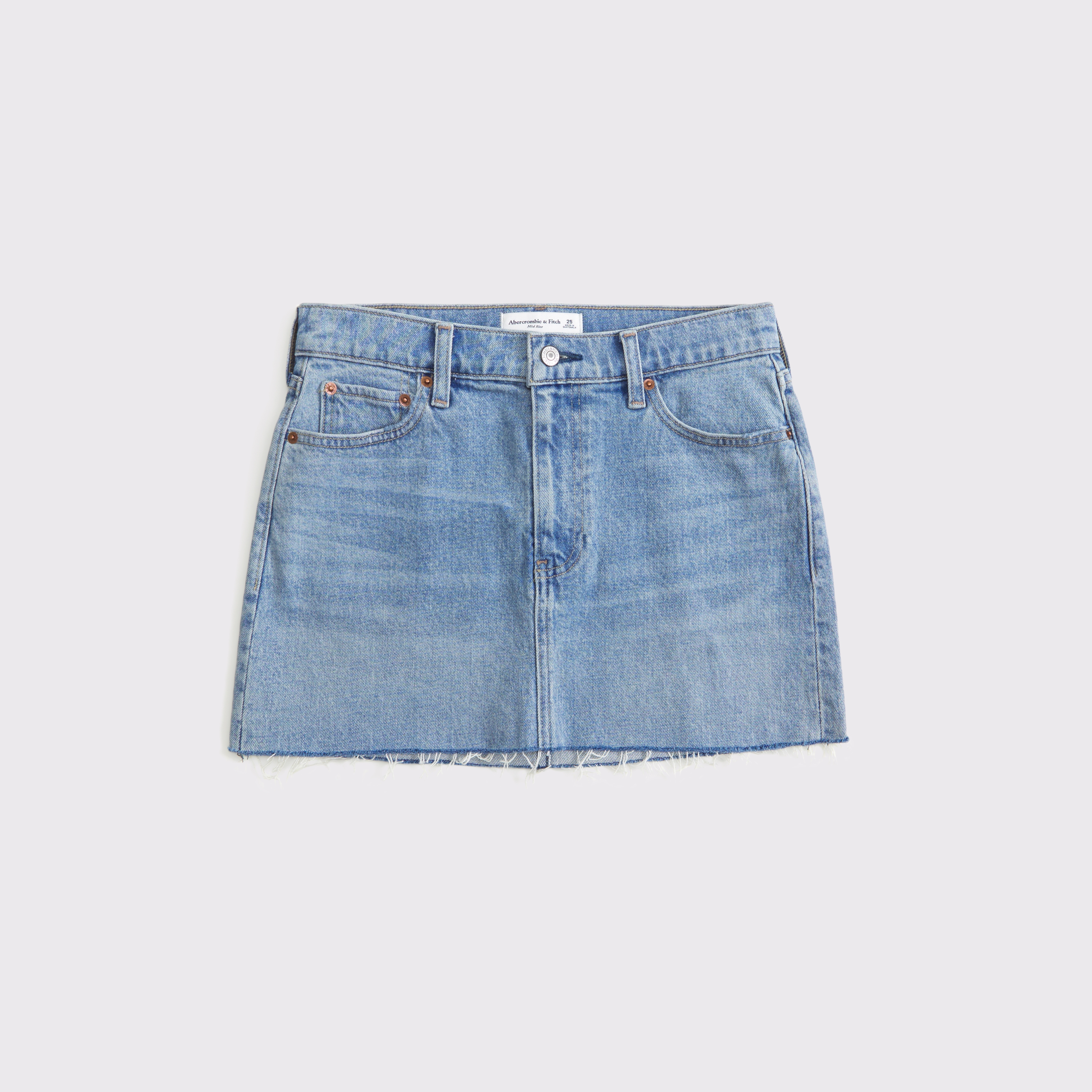 Abercrombie & Fitch Mid Rise Denim Mini Skirt In White