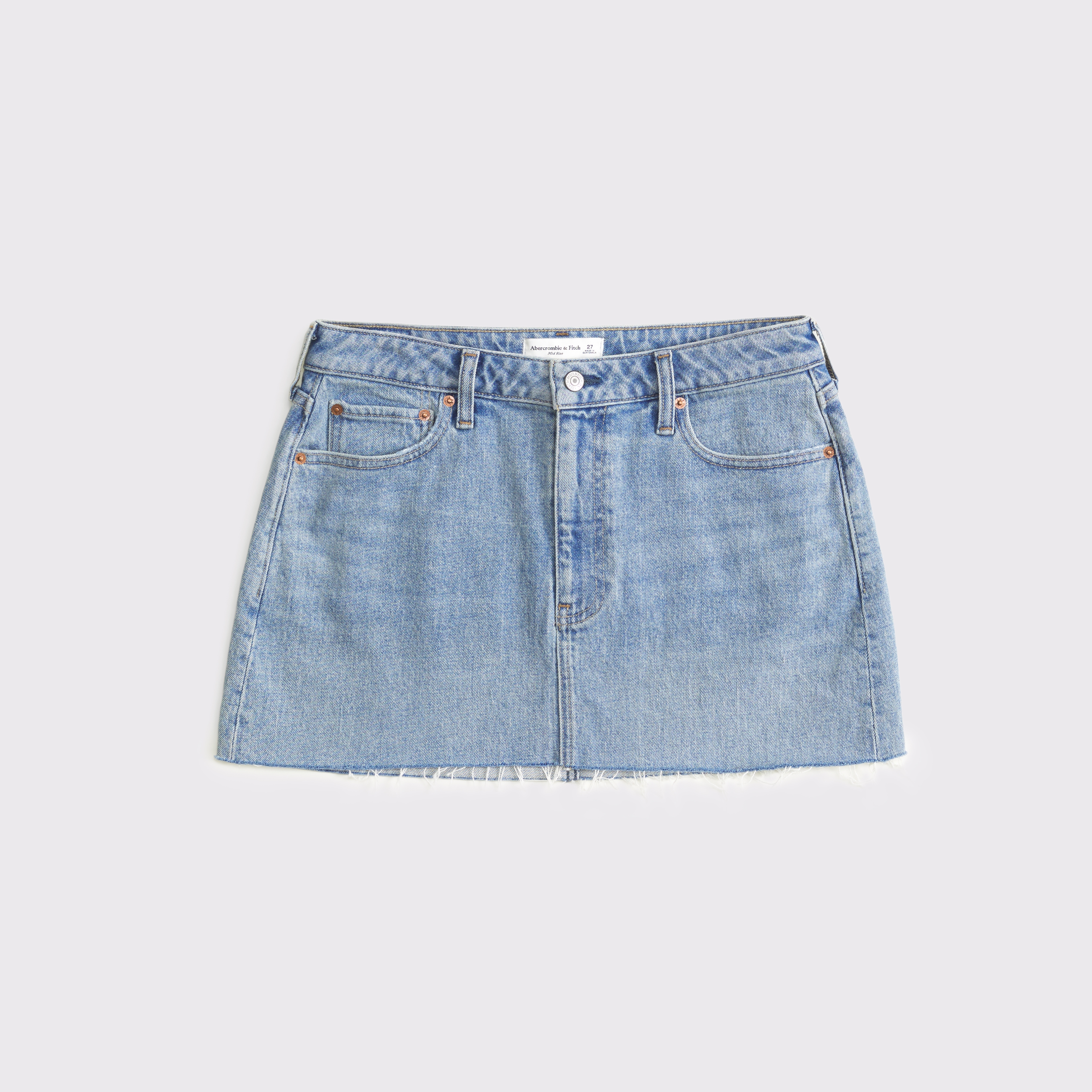 Abercrombie & Fitch Curve Love Mid Rise Denim Mini Skirt In Brown