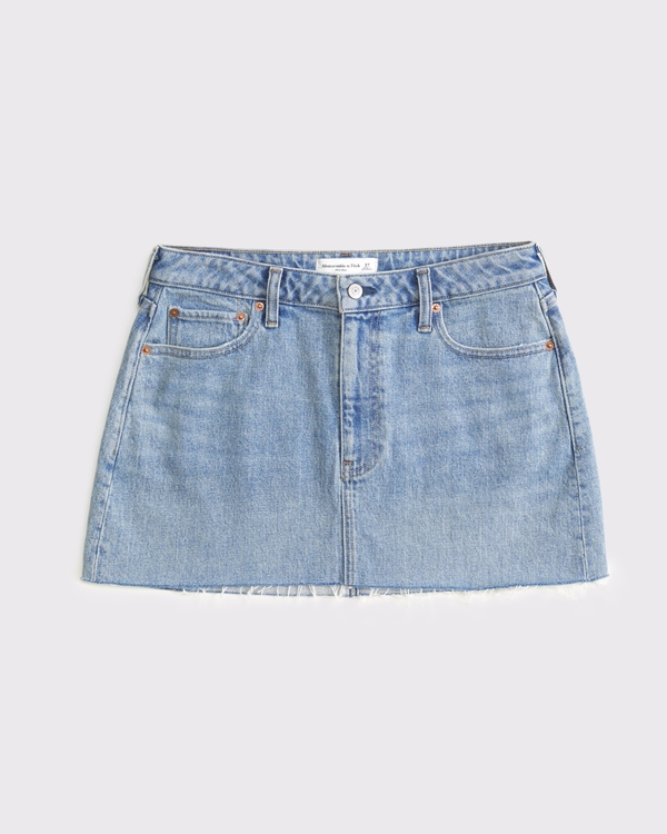Curve Love Mid Rise Denim Mini Skirt, Light Wash view 1