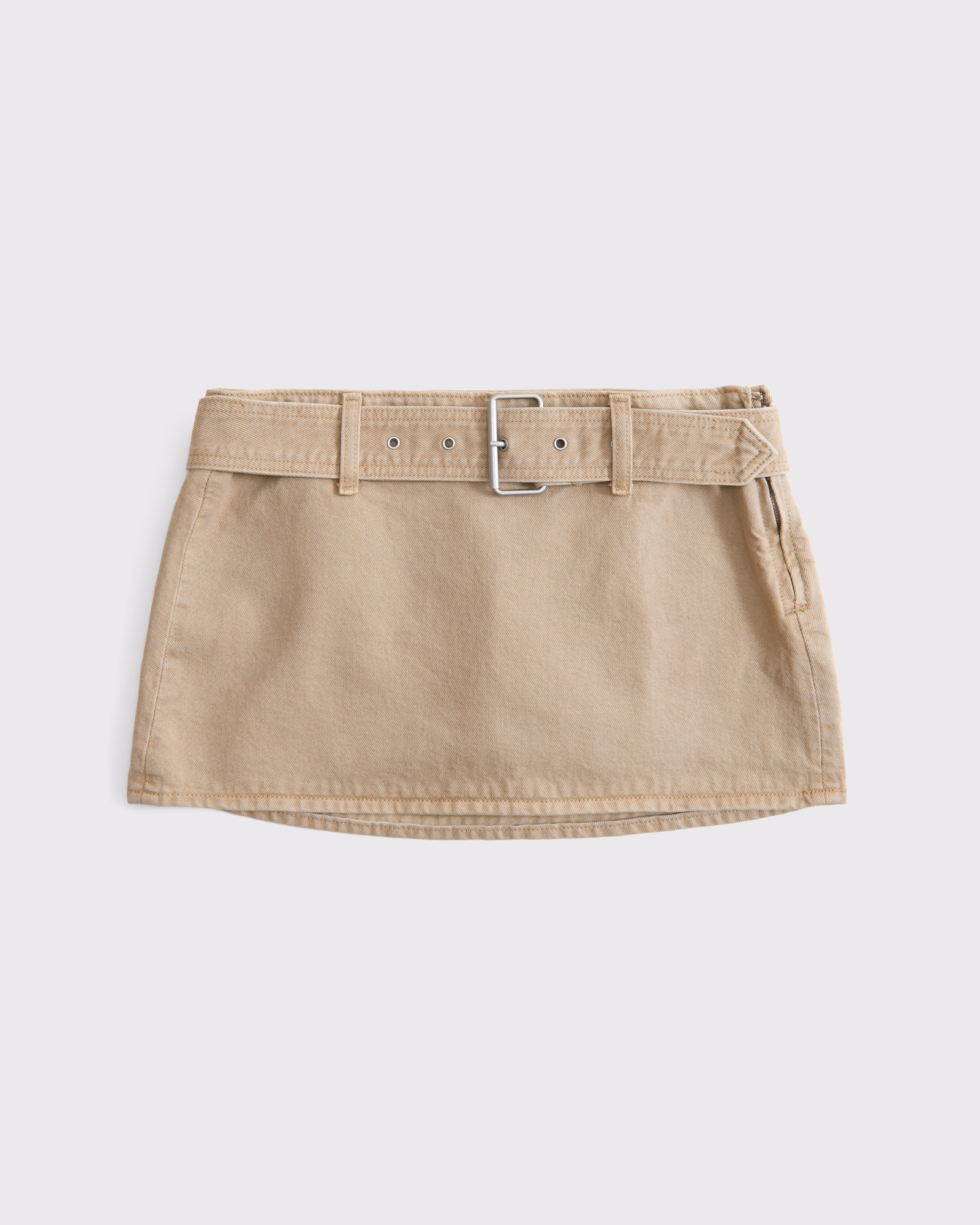 Low Rise Belted Denim Mini Skort