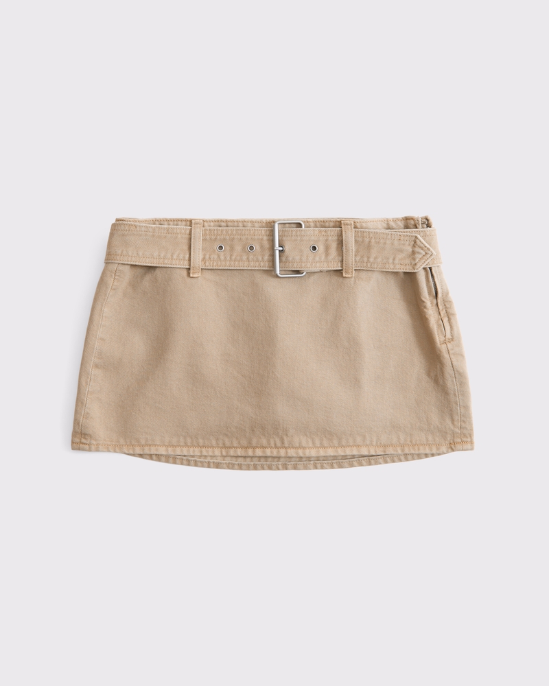 Women's Low Rise Belted Denim Mini Skort | Women's Clearance