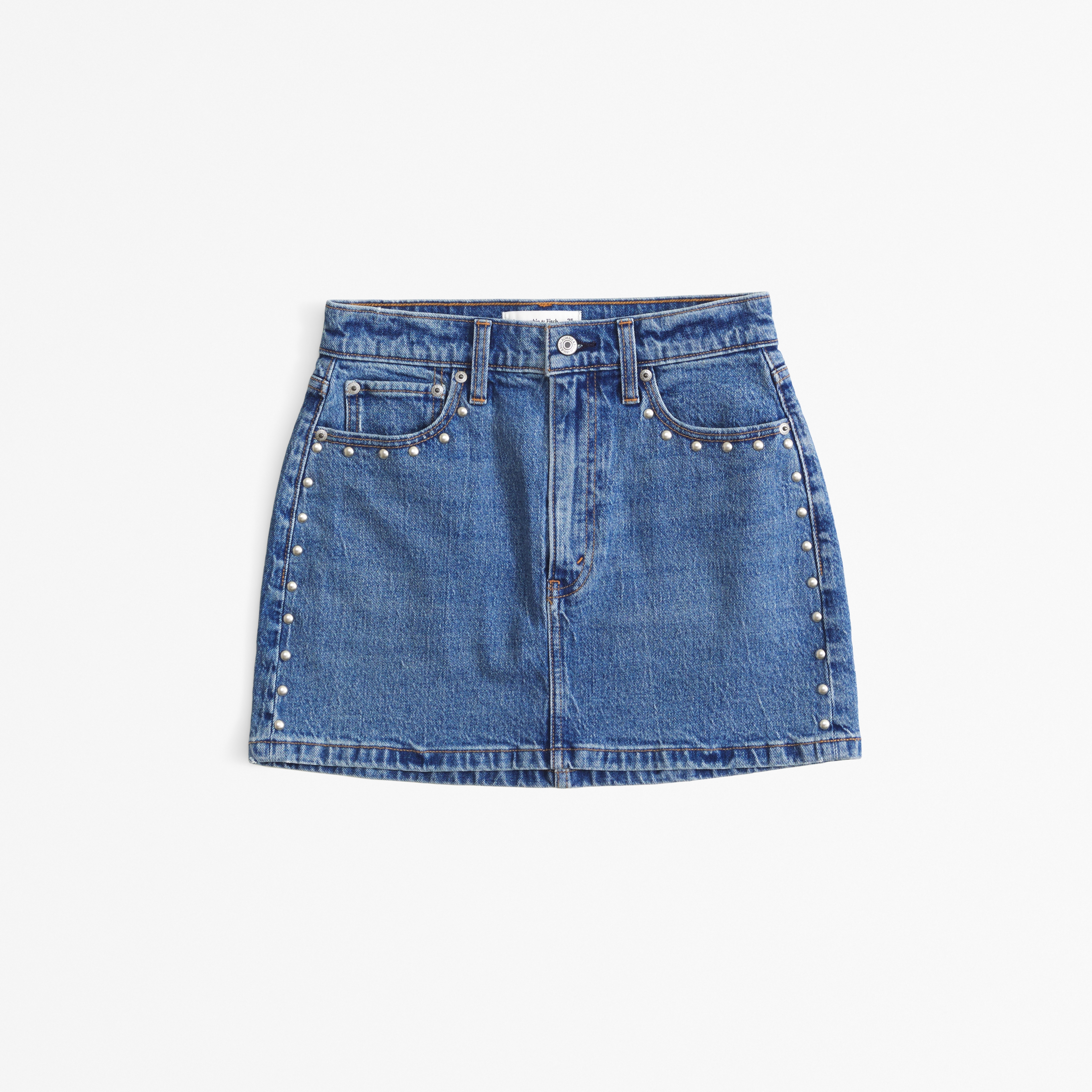 Abercrombie & Fitch Denim Studded Mini Skirt In Blue
