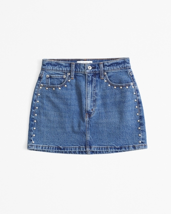 Women's Denim Studded Mini Skirt | Women's Clearance
