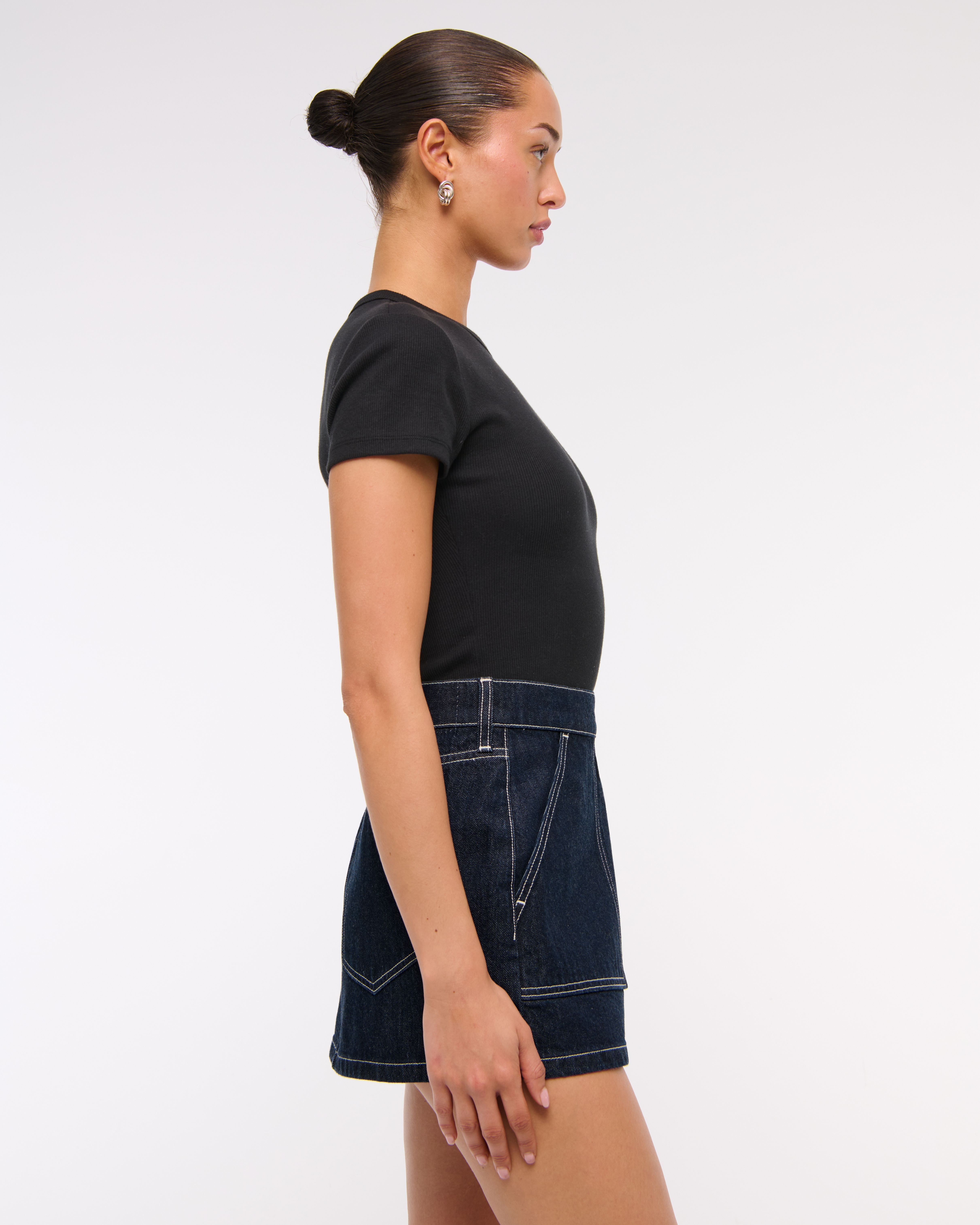 Abercrombie & Fitch Mid Rise Denim Wrap Mini Skirt In Blue