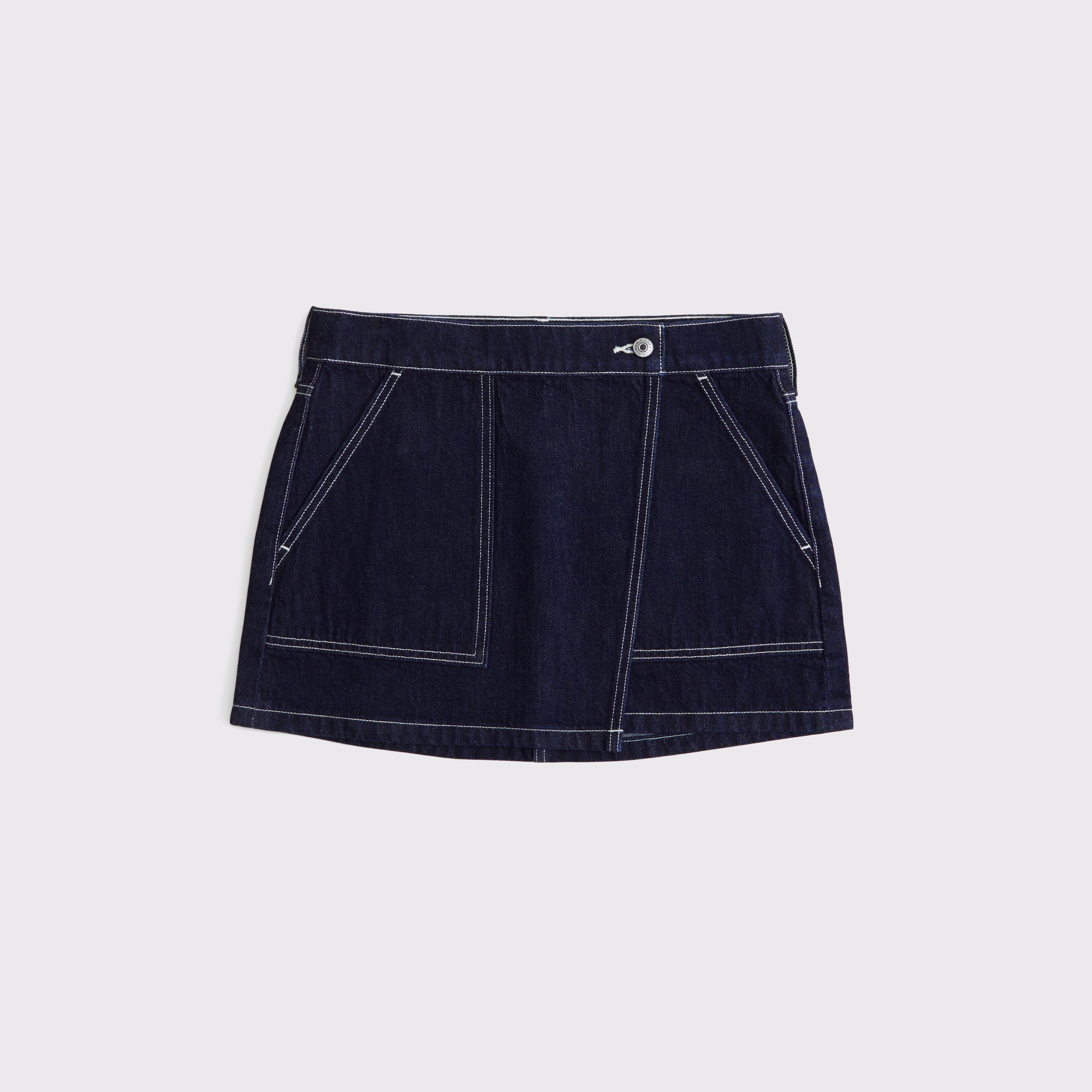Abercrombie & Fitch Mid Rise Denim Wrap Mini Skirt In Blue