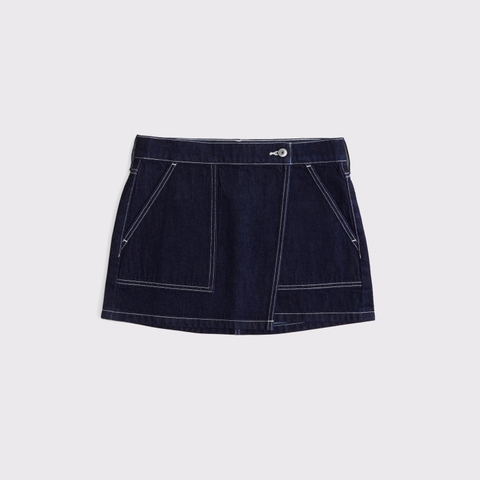 Женские юбки Abercrombie & Fitch Mid Rise Denim Wrap Mini Skirt