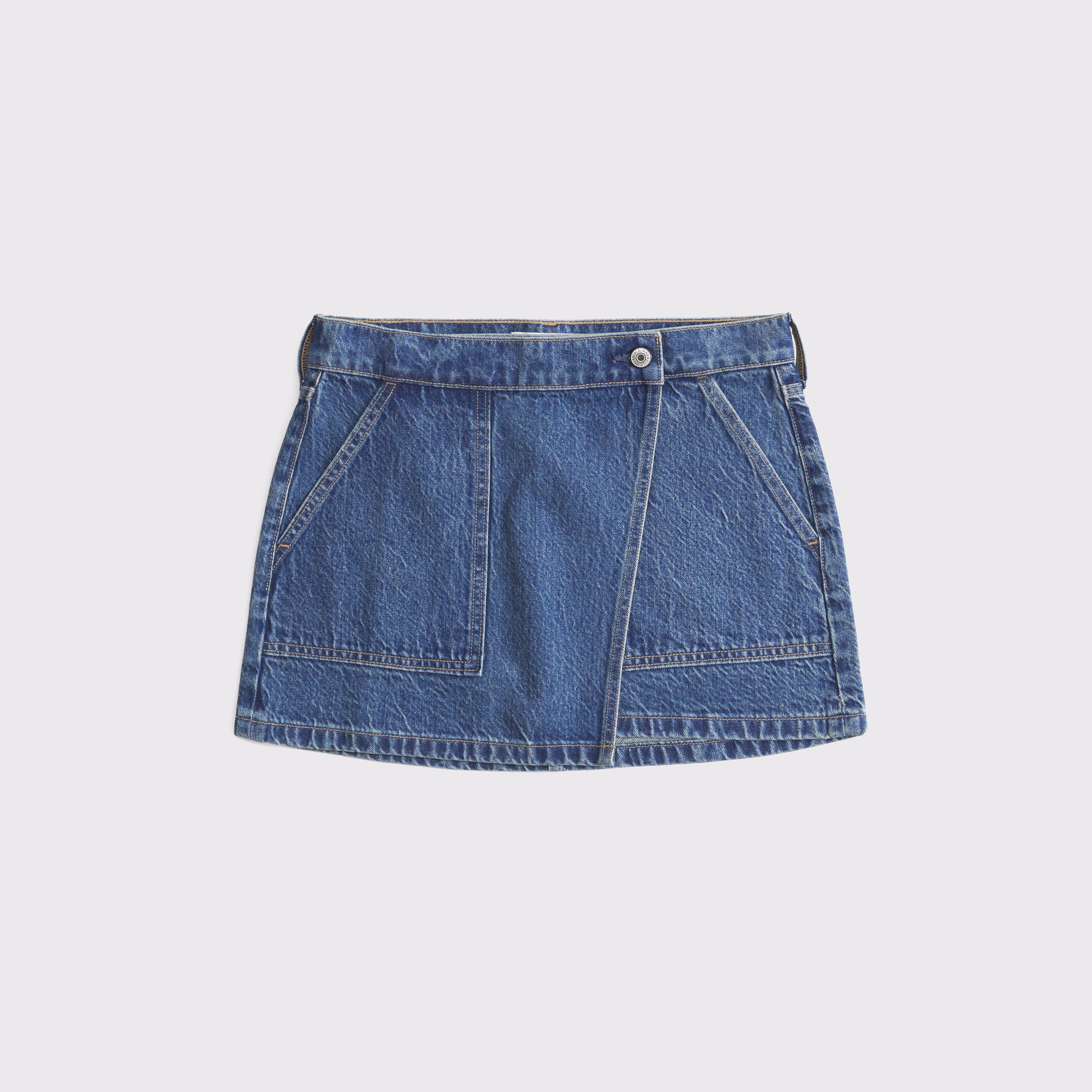 Abercrombie & Fitch Mid Rise Denim Wrap Mini Skirt