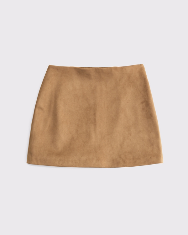 The A&F Scarlett Vegan Suede Mini Skort, Brown view 1