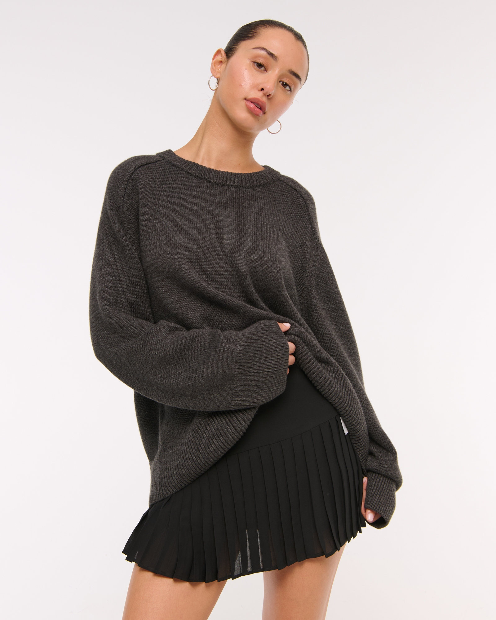 High Rise Drop-Waist Pleated Mini Skort