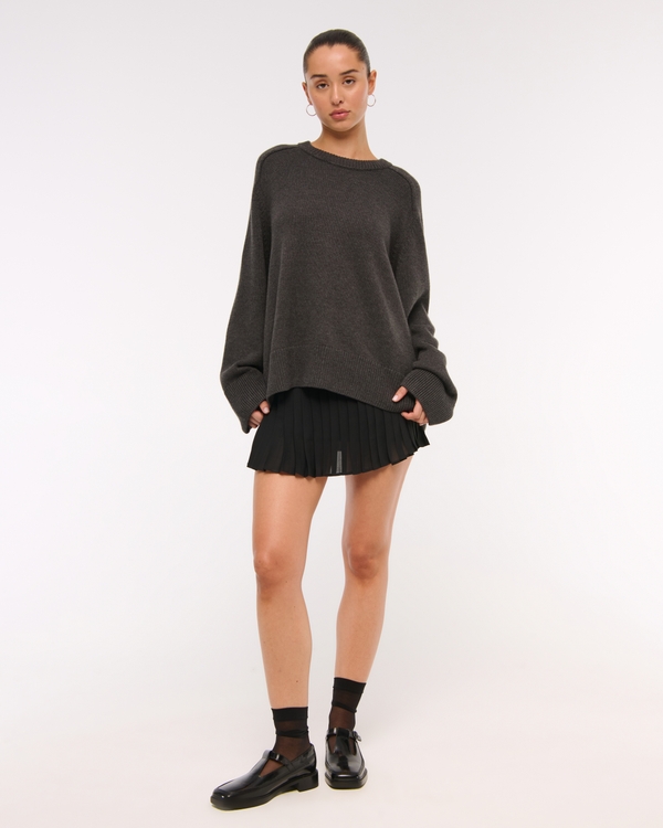 High Rise Drop-Waist Pleated Mini Skort