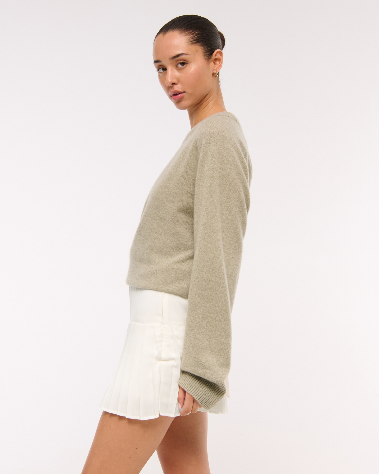 High Rise Drop-Waist Pleated Mini Skort