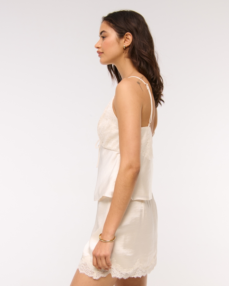 High Rise Lace & Satin Mini Skort