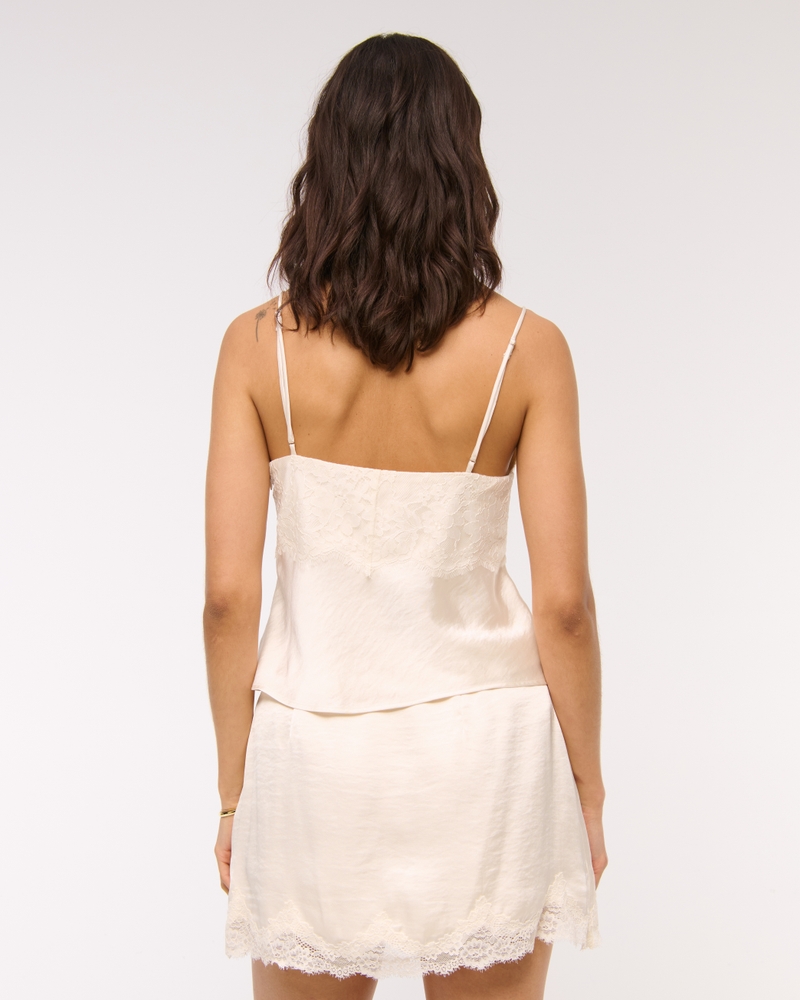 High Rise Lace & Satin Mini Skort
