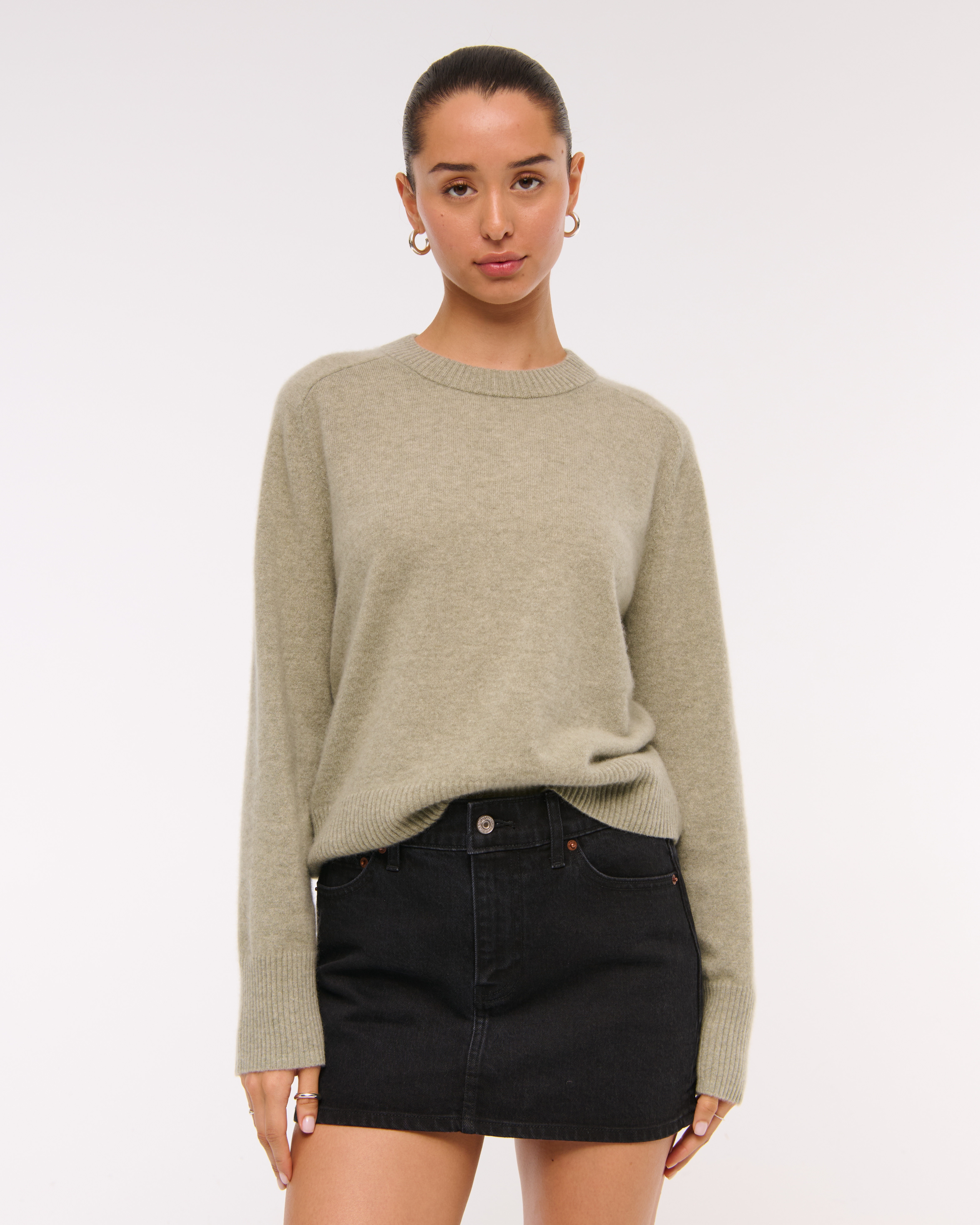 Abercrombie & Fitch Mid Rise Denim Mini Skirt In Black