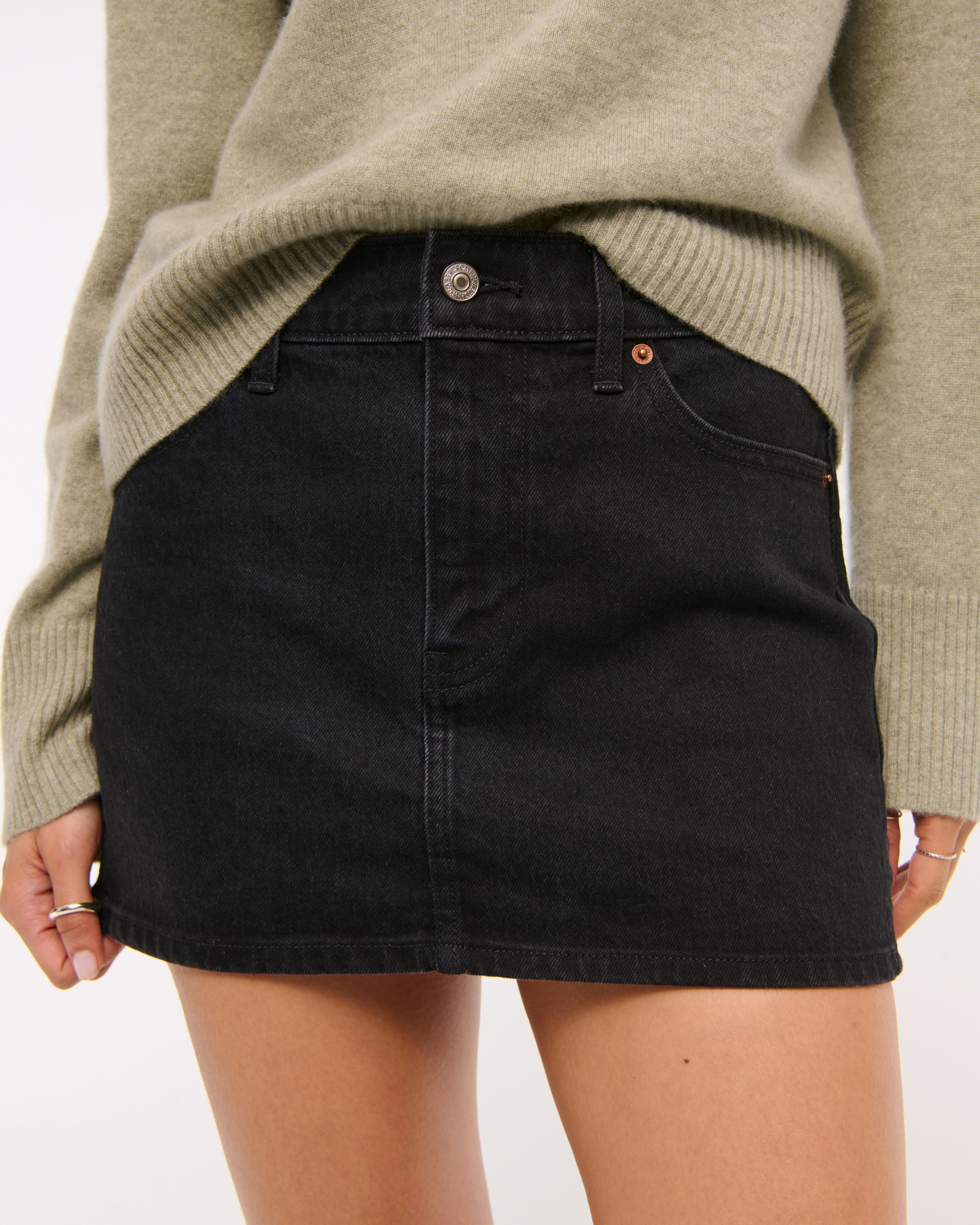 Mid Rise Denim Mini Skirt