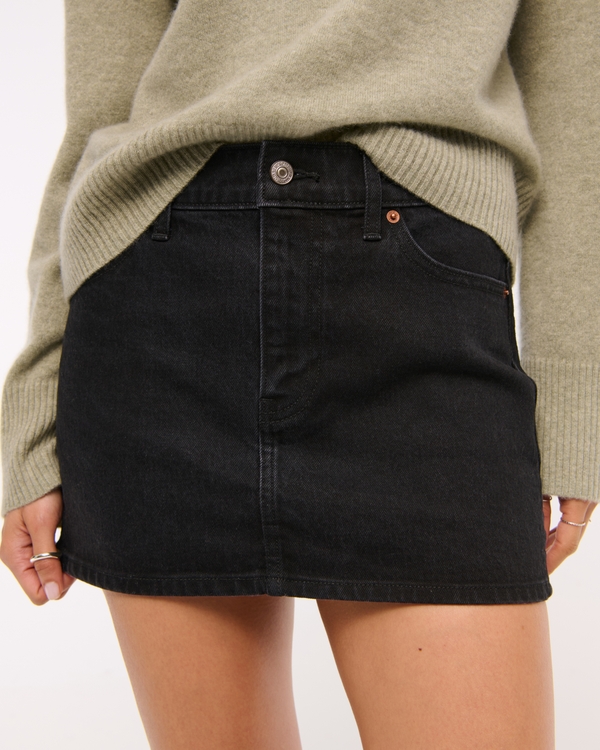 Mid Rise Denim Mini Skort