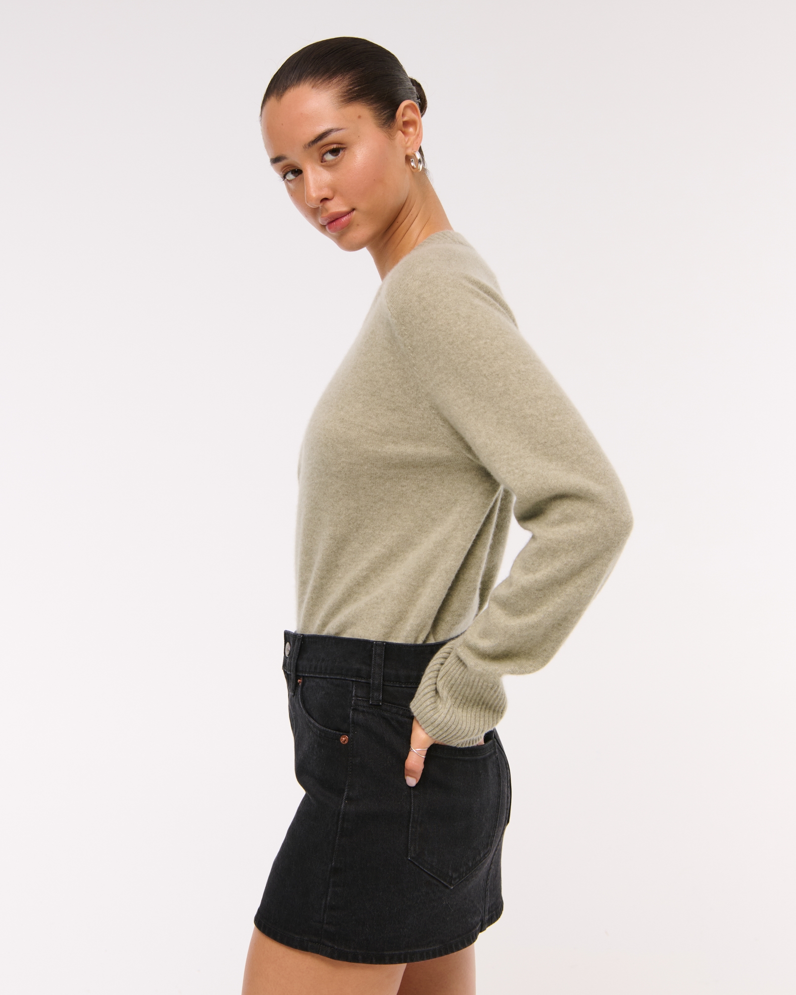 Mid Rise Denim Mini Skirt