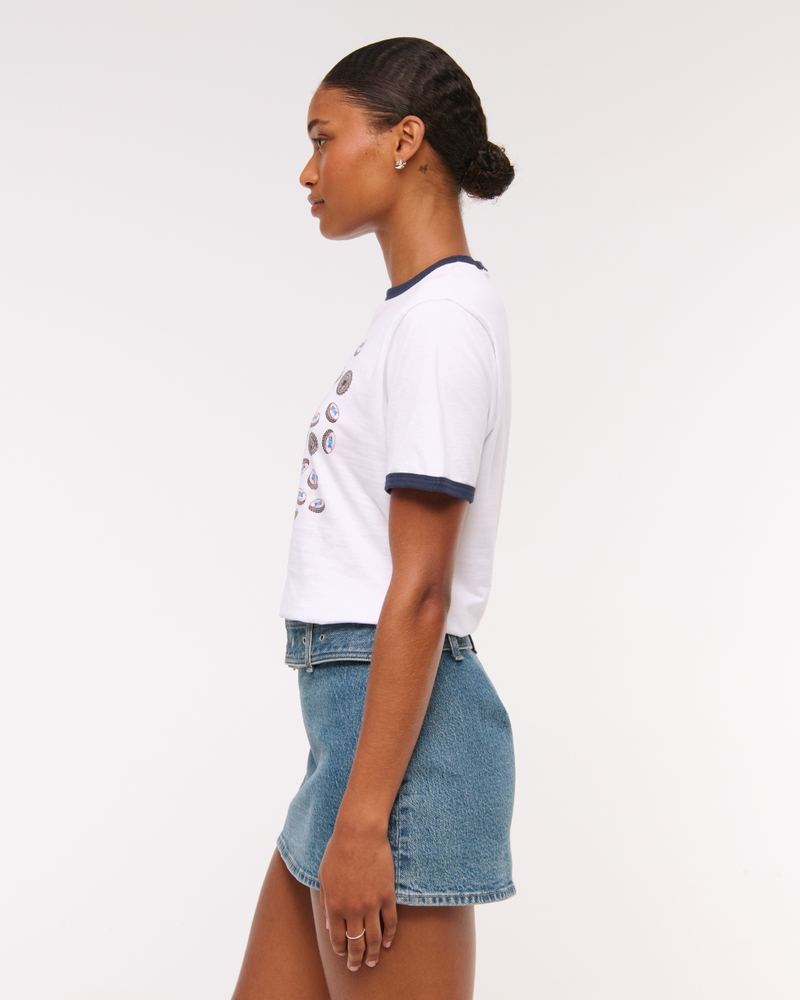 Curve Love Mid Rise Belted Denim Mini Skort