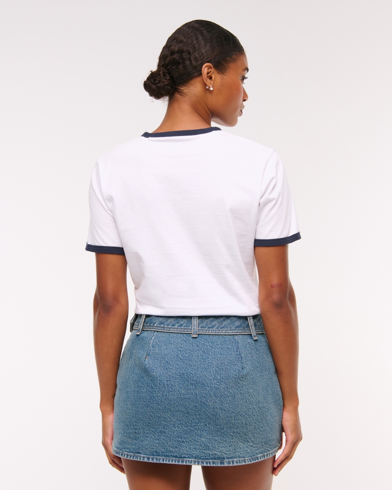 Curve Love Mid Rise Belted Denim Mini Skort