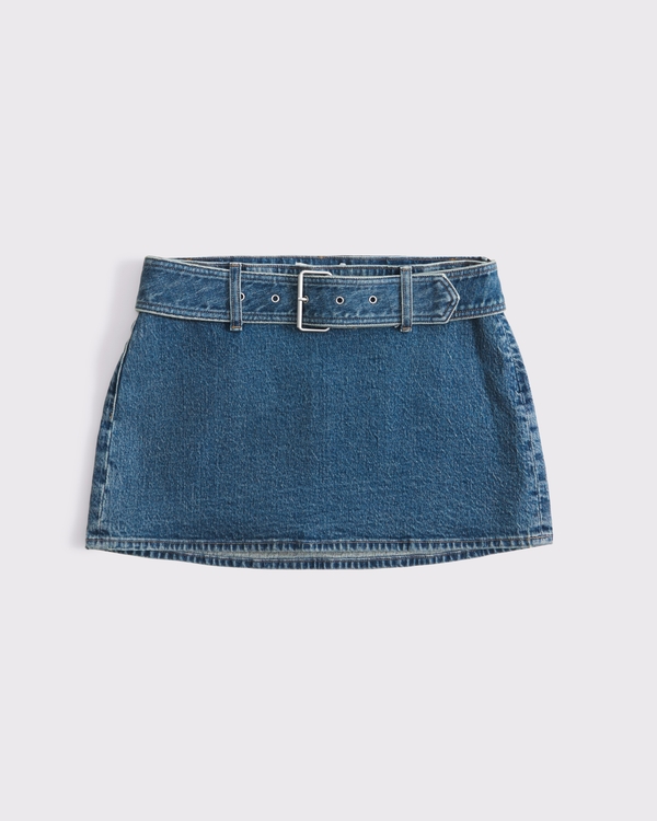 Curve Love Mid Rise Belted Denim Mini Skort