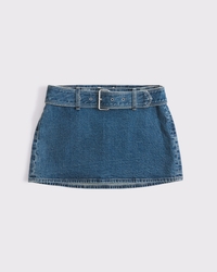 Curve Love Mid Rise Belted Denim Mini Skort