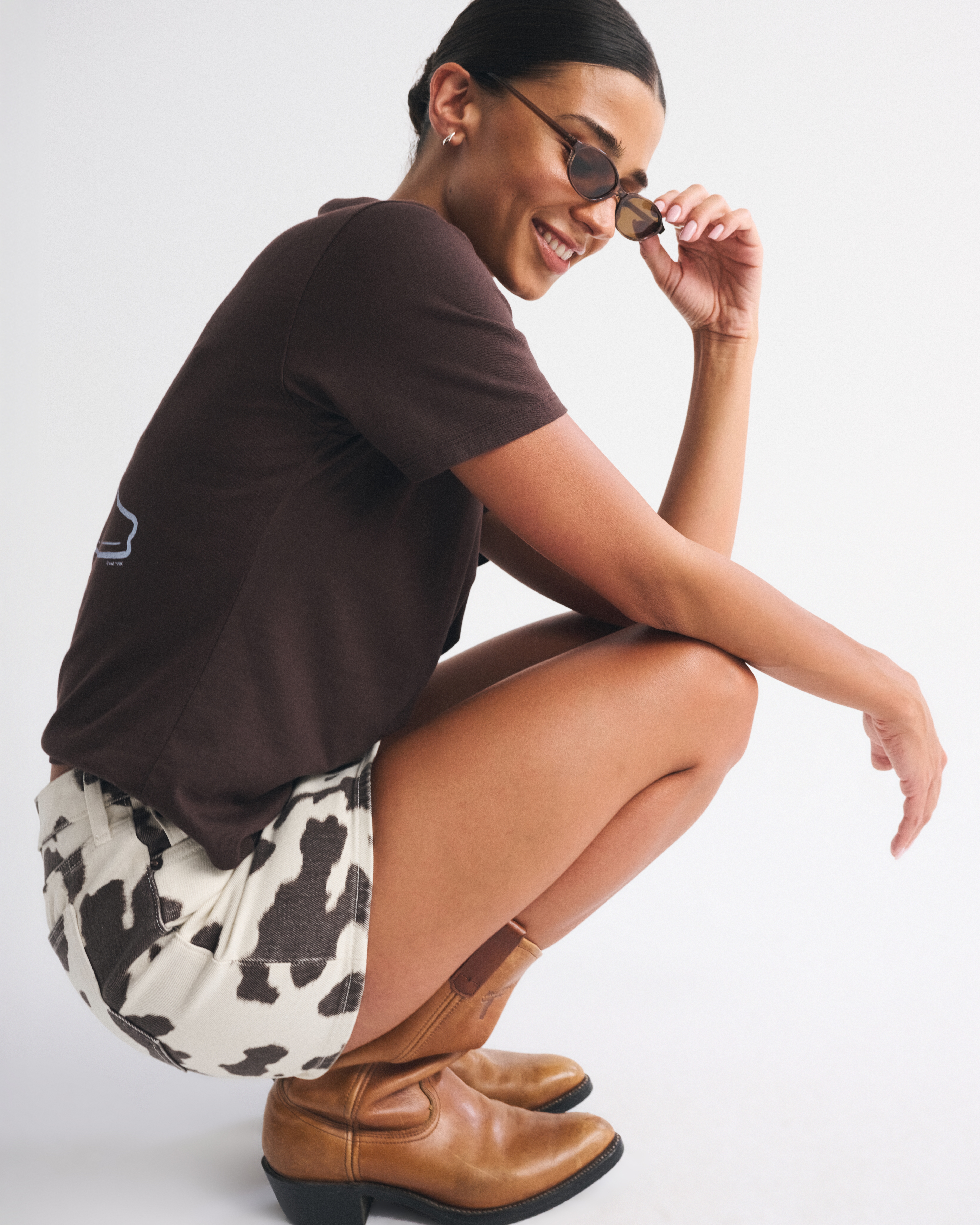 Abercrombie & Fitch Curve Love Mid Rise Denim Mini Skirt