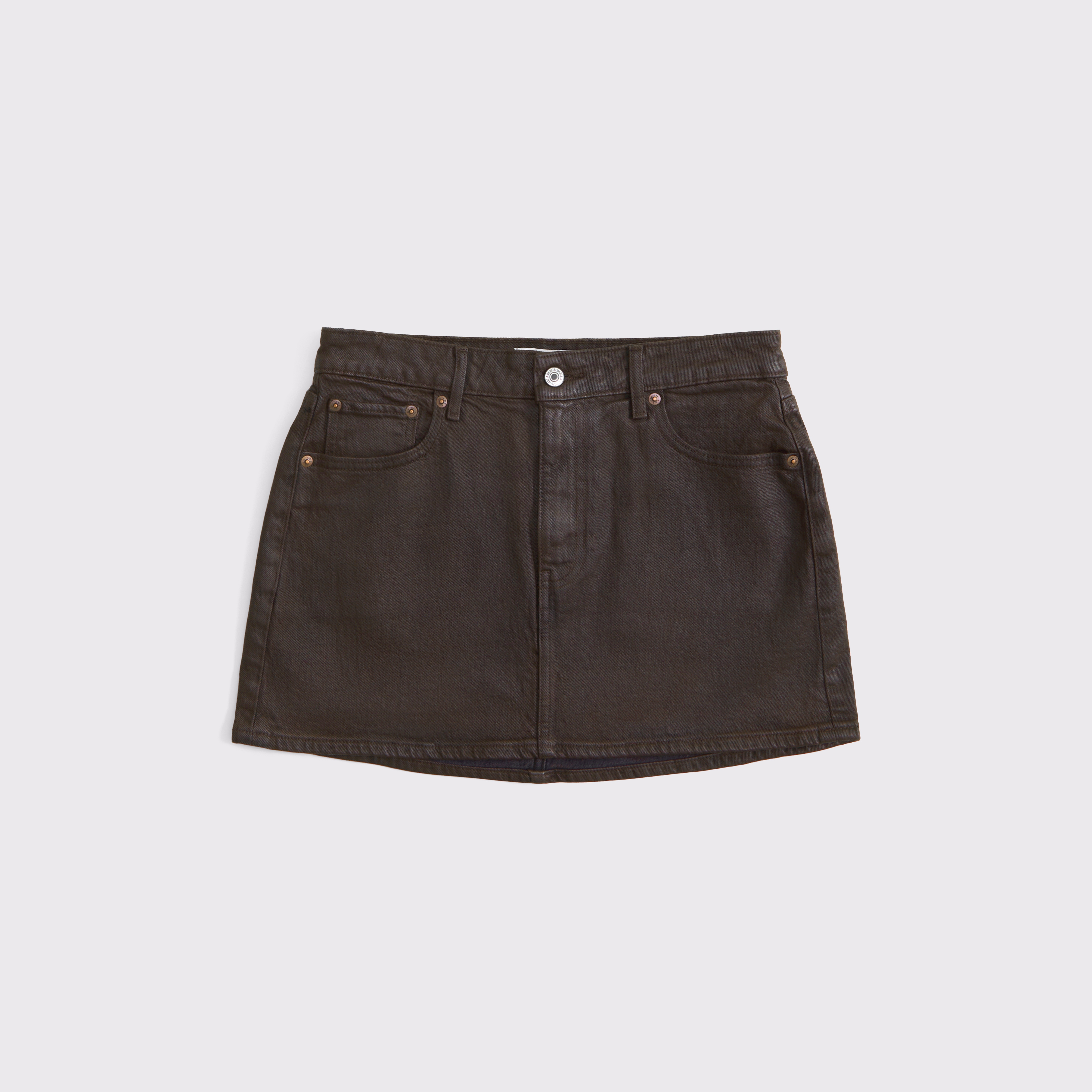 Abercrombie & Fitch Curve Love Mid Rise Denim Mini Skirt In Brown
