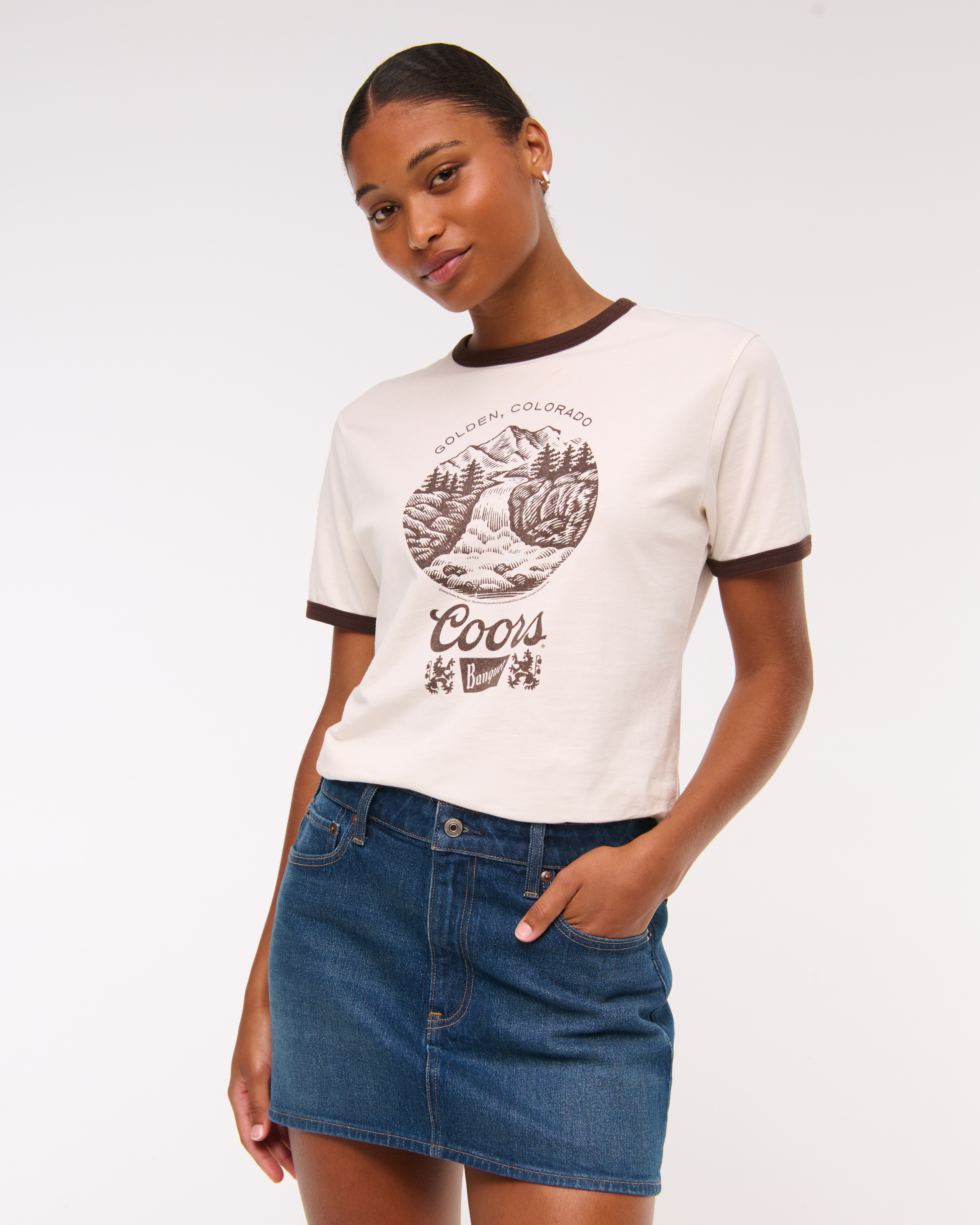 Abercrombie & Fitch Curve Love Mid Rise Denim Mini Skirt In Black