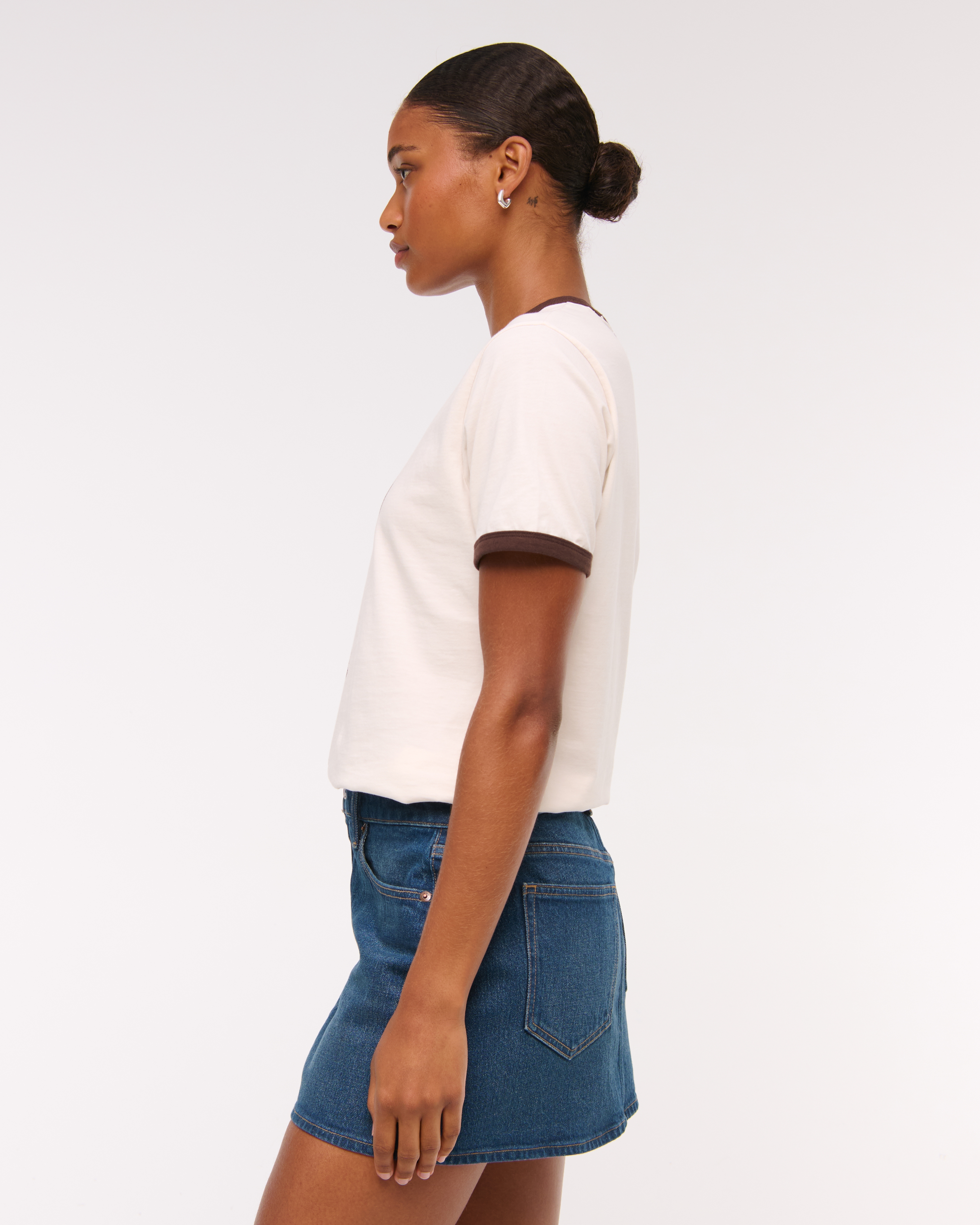 Abercrombie & Fitch Curve Love Mid Rise Denim Mini Skirt In Black