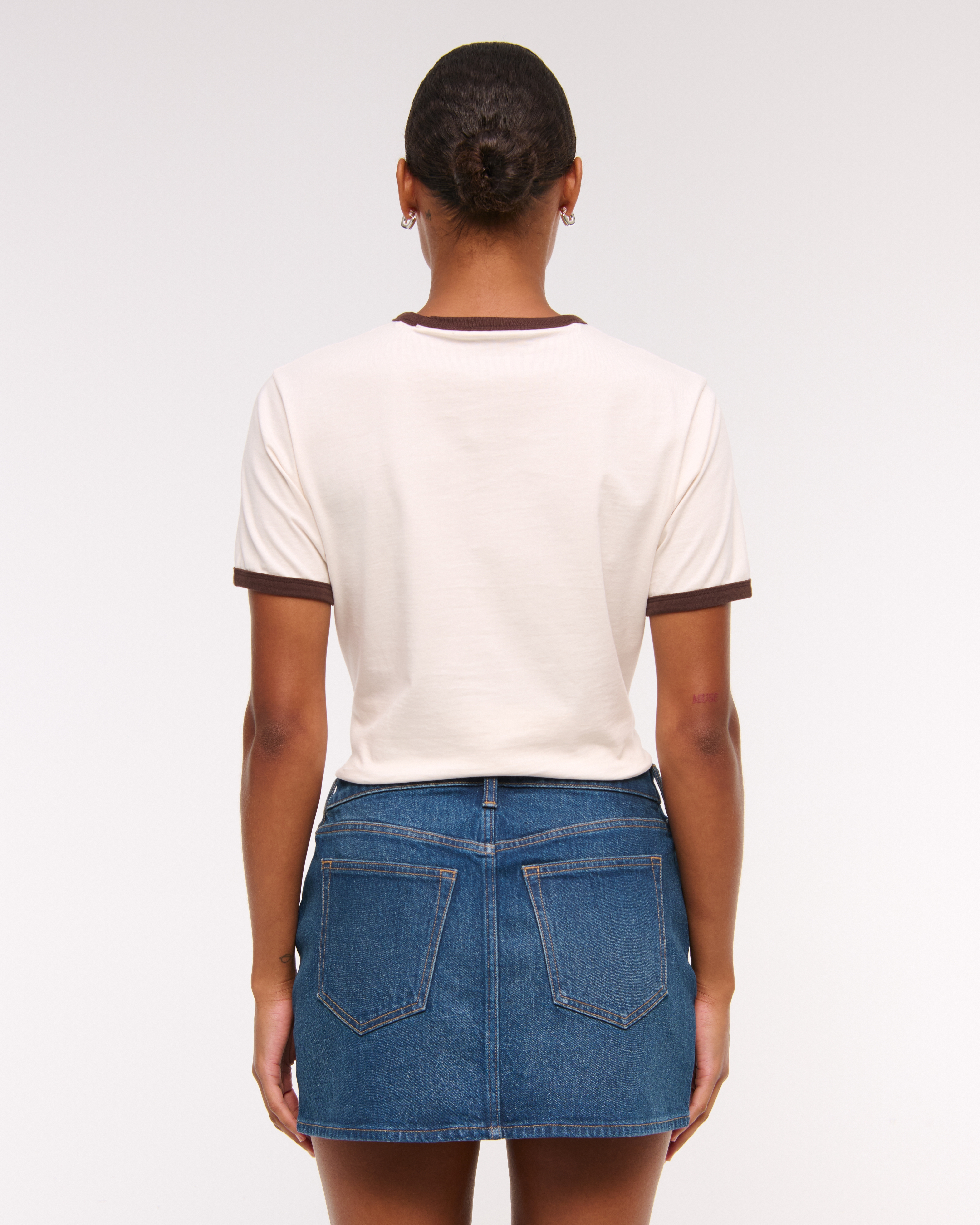 Abercrombie & Fitch Curve Love Mid Rise Denim Mini Skirt In Black