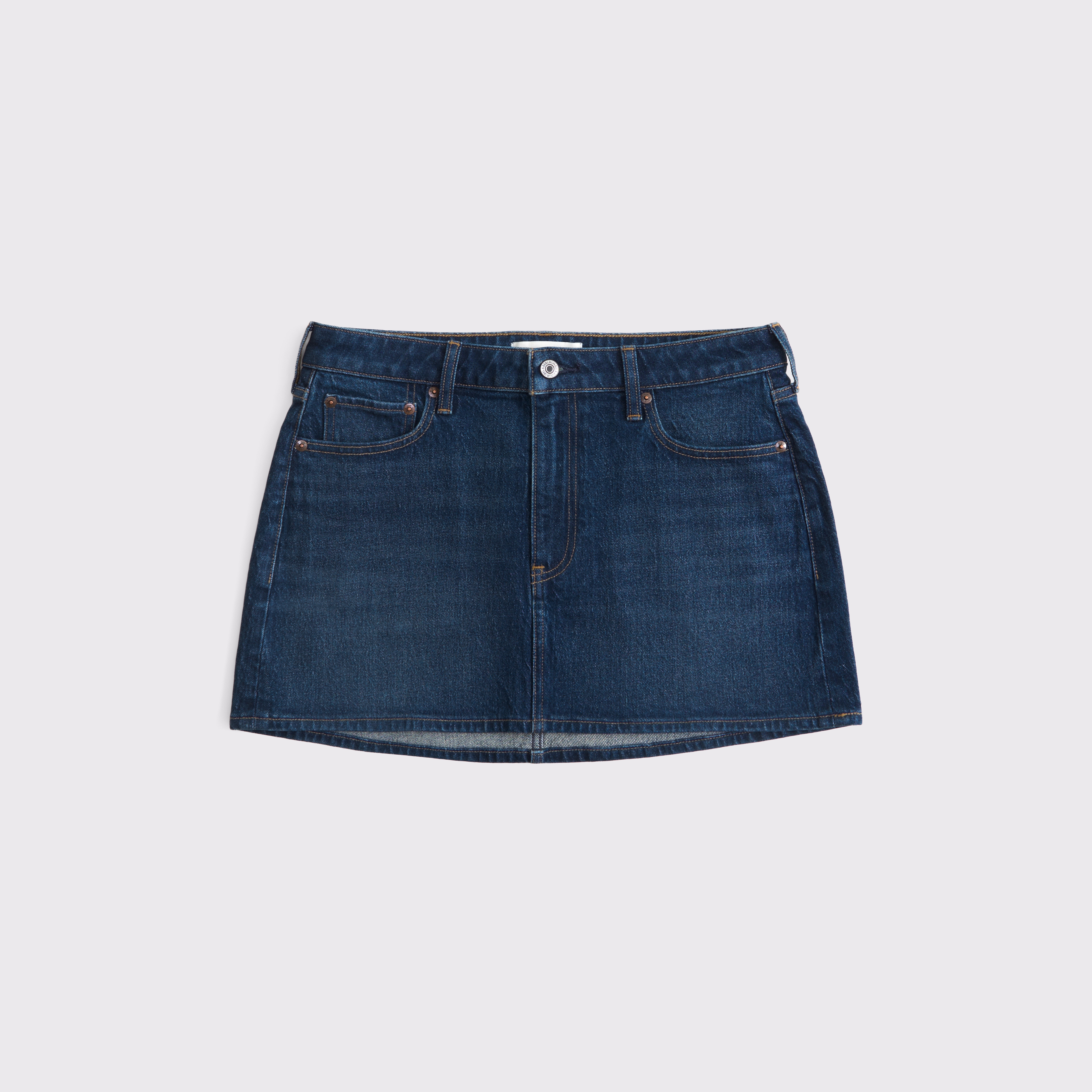 Abercrombie & Fitch Curve Love Mid Rise Denim Mini Skirt In Black