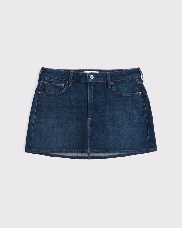 Curve Love Mid Rise Denim Mini Skirt, Dark view 1