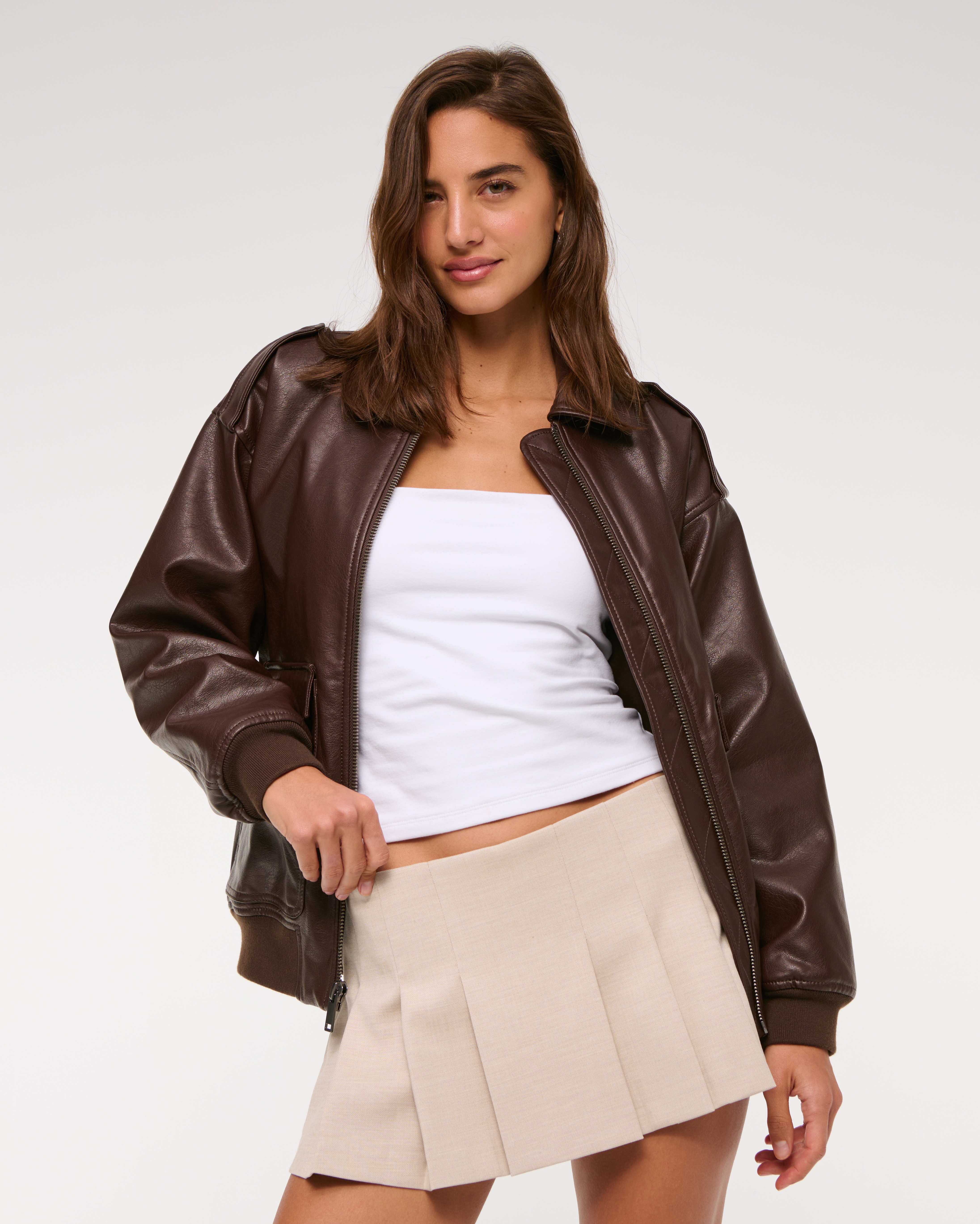 Abercrombie & Fitch The A&f Scarlett Low Rise Micro Pleated Mini Skort In Brown