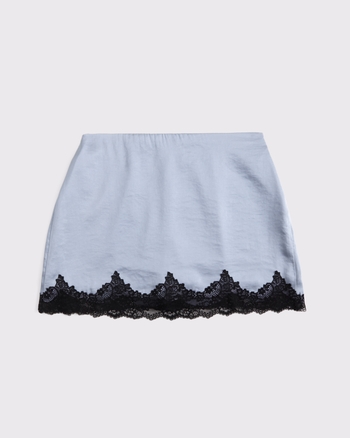 High Rise Lace & Satin Mini Skort